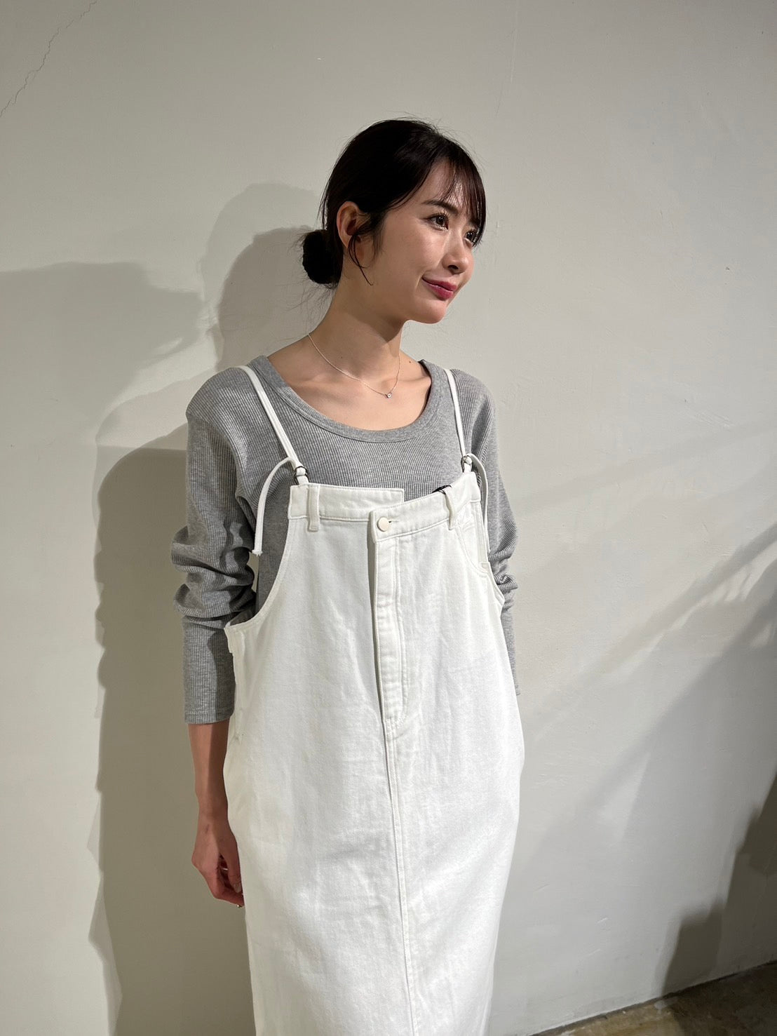 pauline bleu】裾フリンジデニムジャンスカ(ブルー) /56896