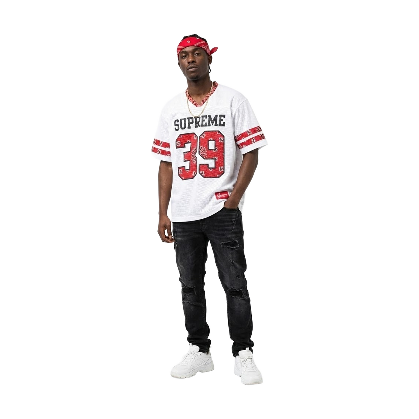 Supreme Bandana Football Jersey White (SS25) – STEALPLUG KL