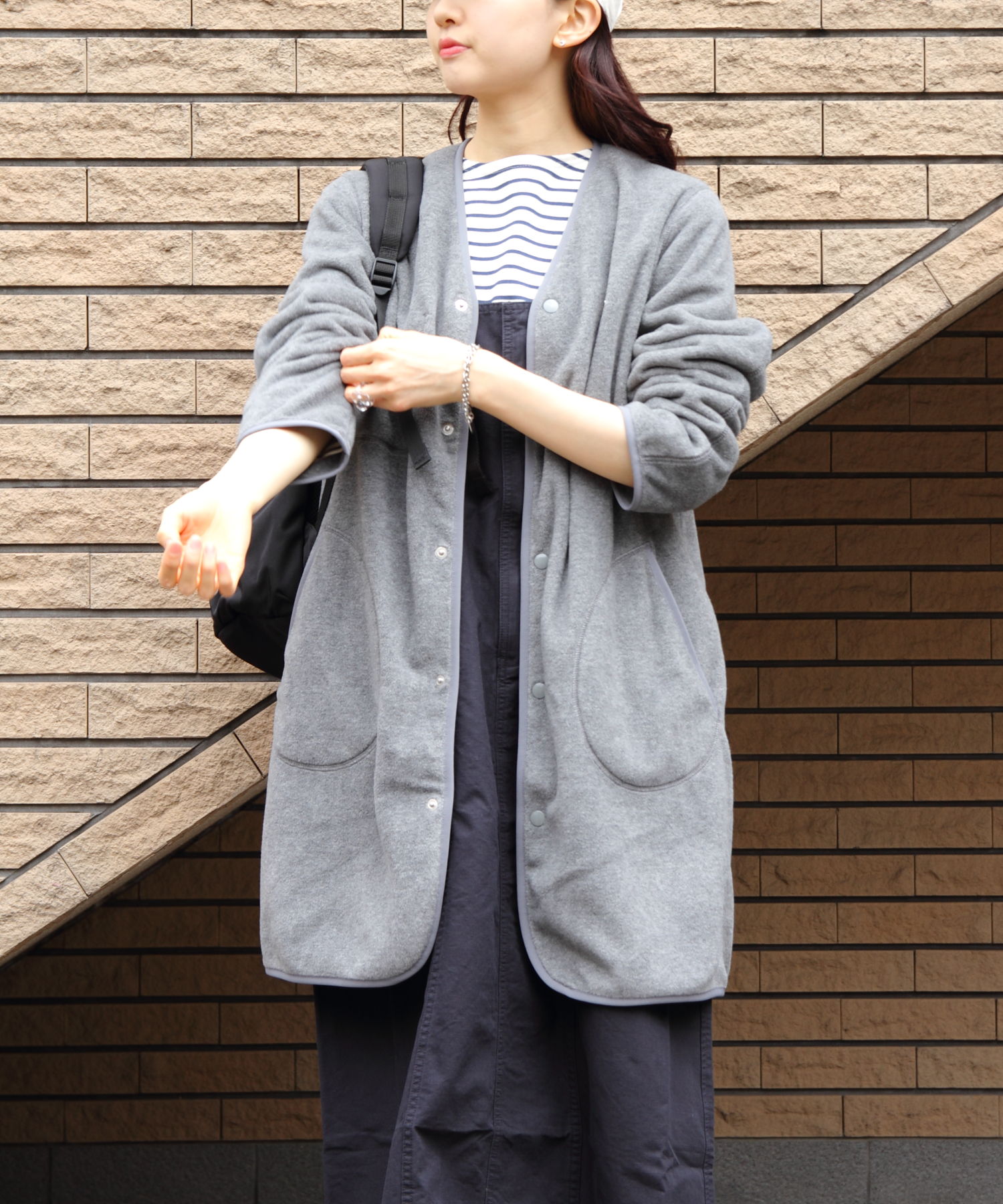 DANTON/ダントン フリースカラーレスコート FLEECE COLLARLESS COAT