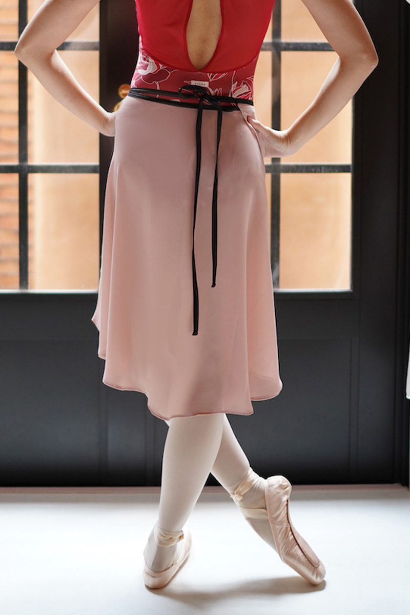 stina / black ribbon wrap skirt / dusty pink
