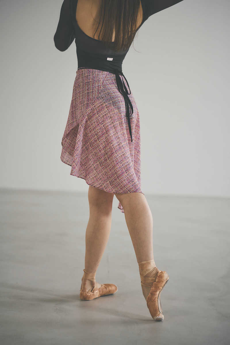 stina / pink tweed wrap skirt
