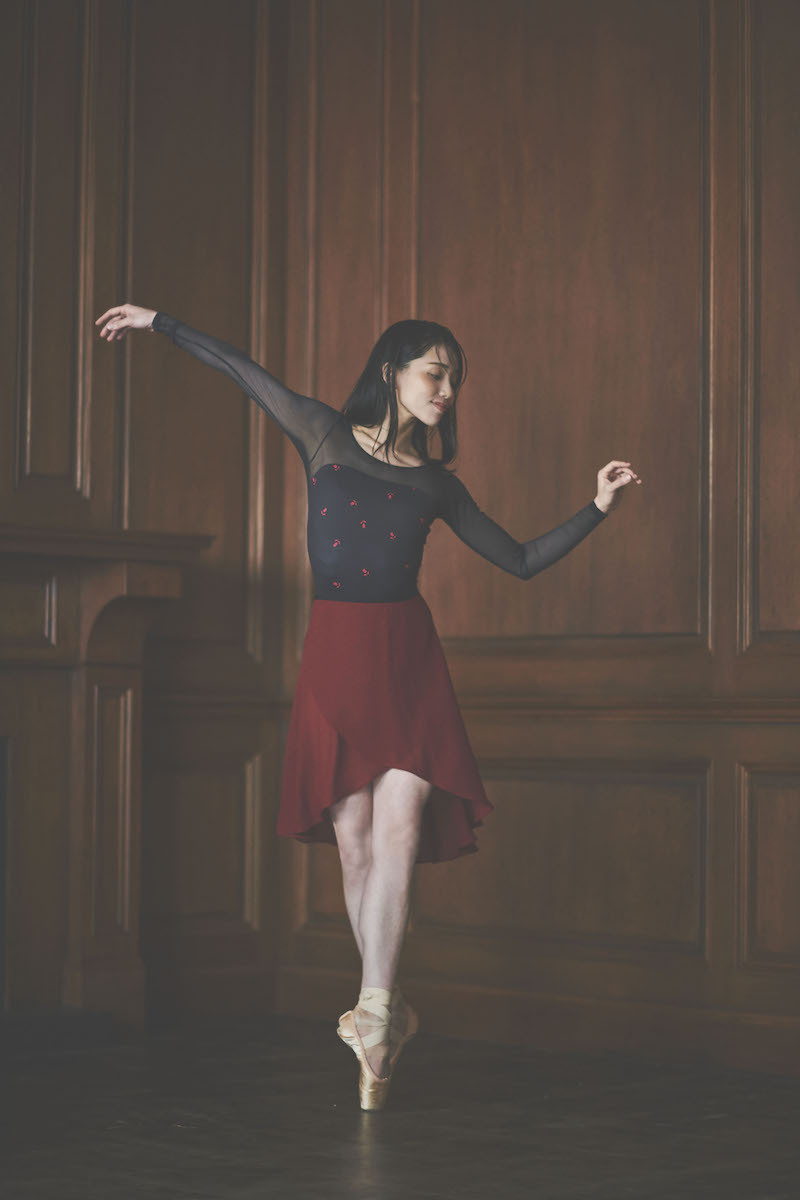 stina / black ribbon wrap skirt / bordeaux