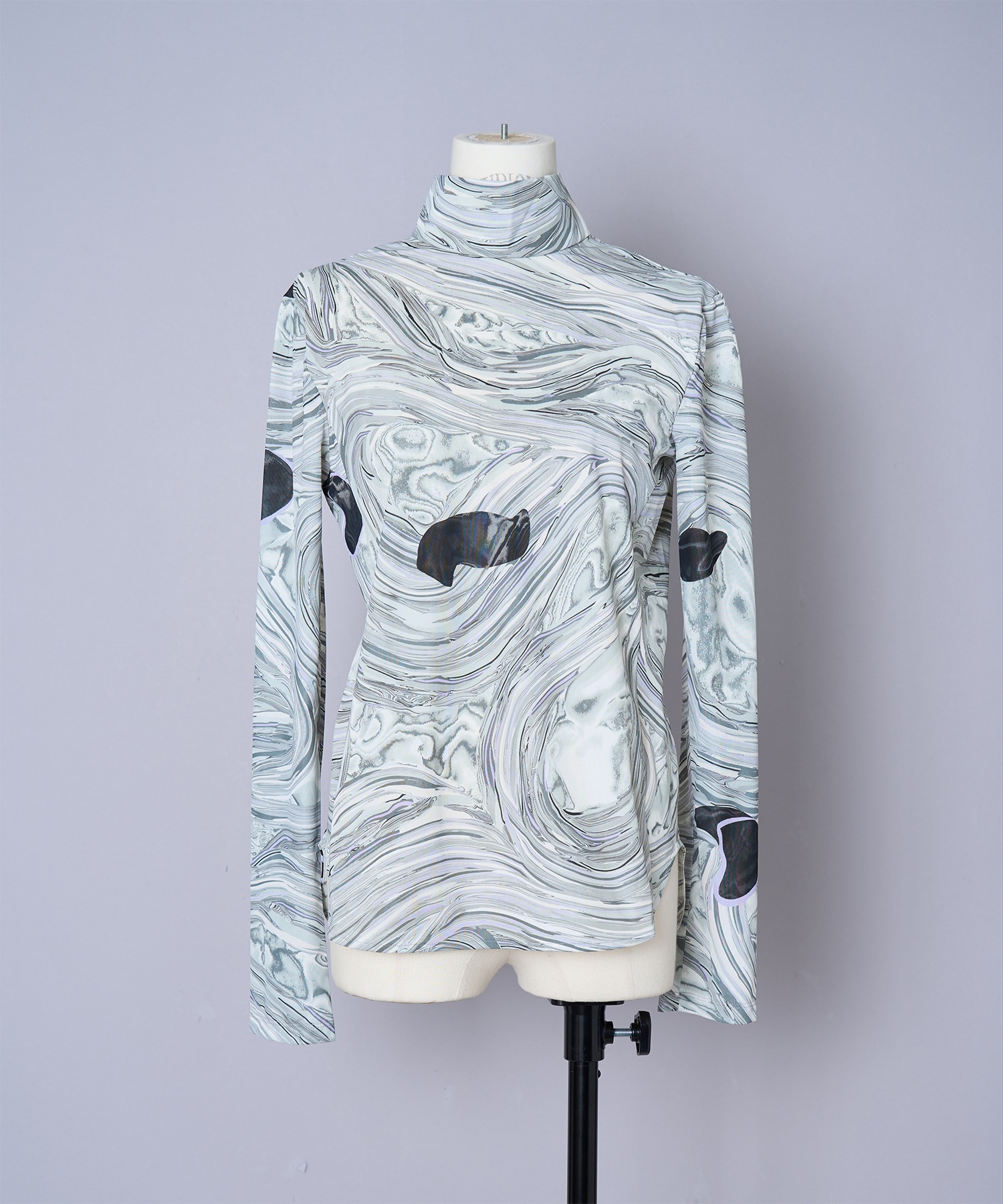 Marble Print Jersey High Neck Top(2 GREY): Mame Kurogouchi: WOMENS