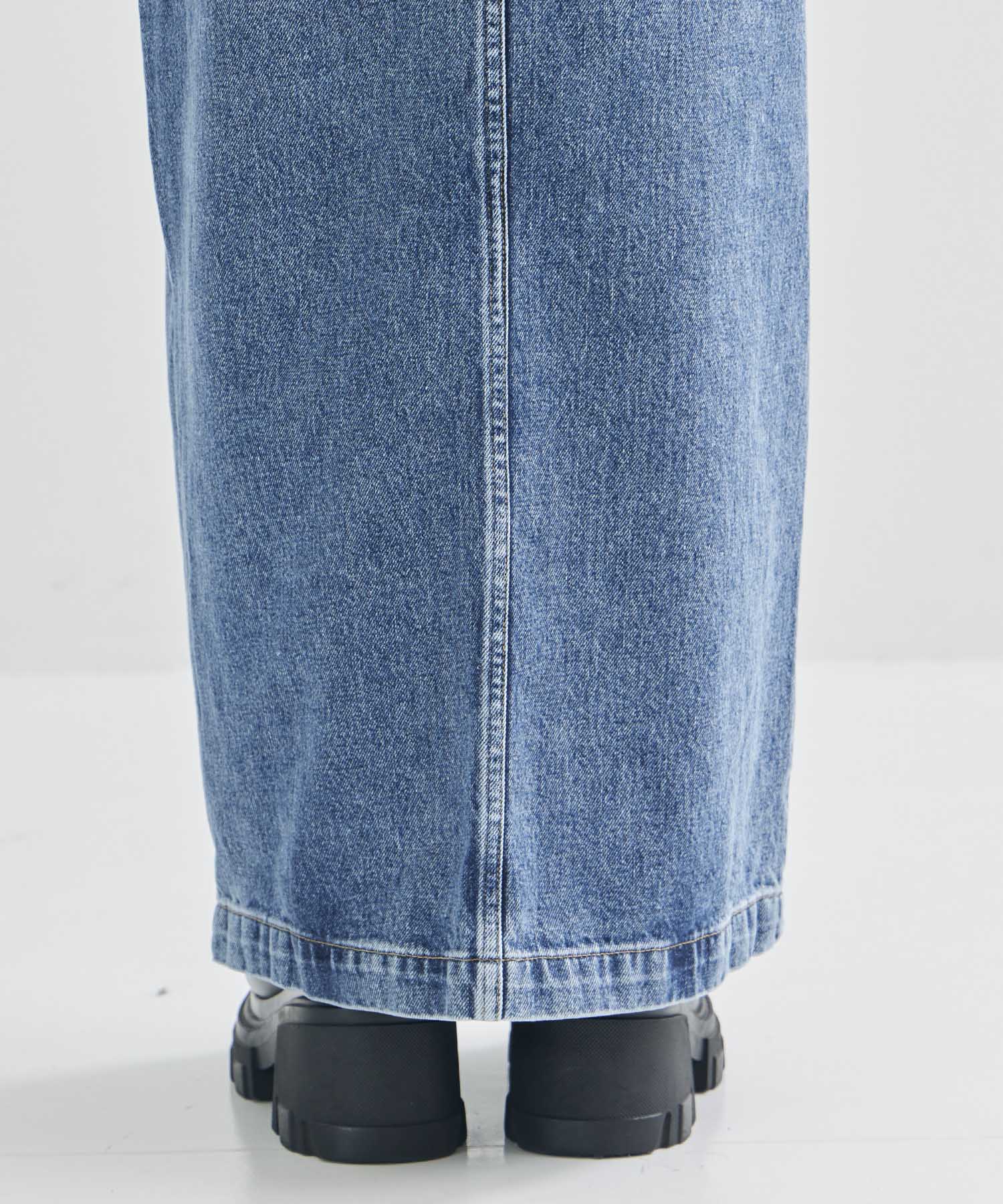 WASHED DENIM ZIPPED LONG SKIRT(M BLUE): JOHN LAWRENCE SULLIVAN
