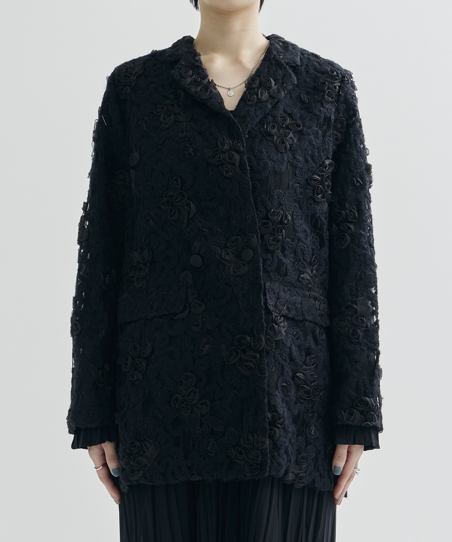 FLOWER MIX LACE SHEER JACKET(FREE BLACK): AMERI: WOMENS｜ STUDIOUS