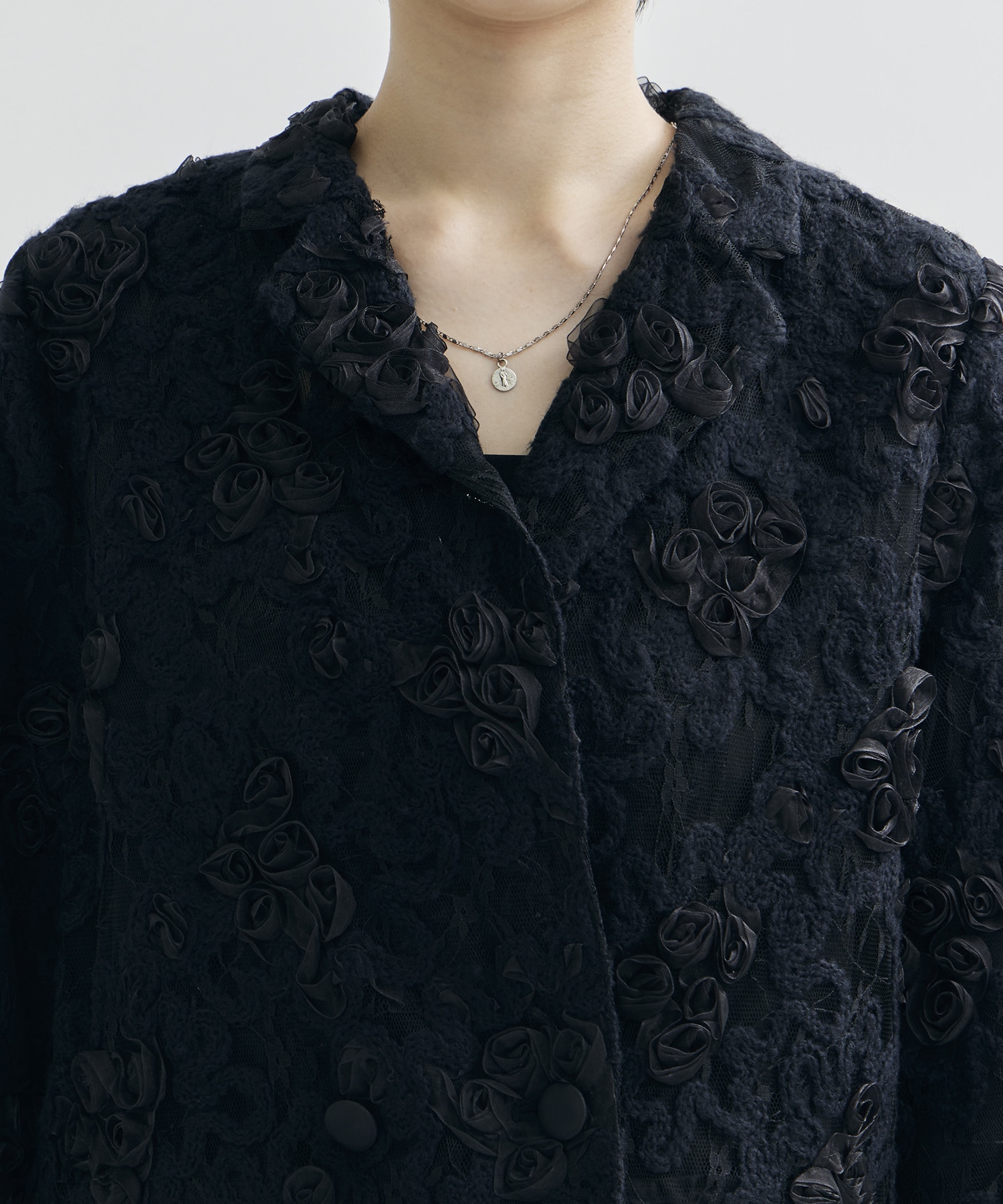 FLOWER MIX LACE SHEER JACKET(FREE BLACK): AMERI: WOMENS｜ STUDIOUS
