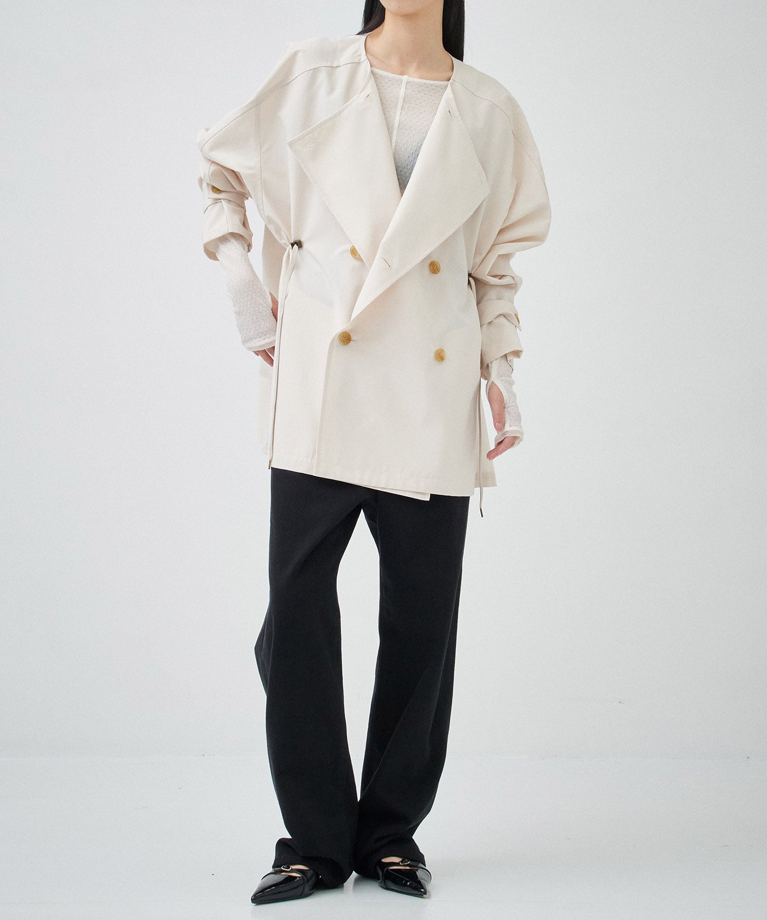 リサイクルシェルタフタショートトレンチ(FREE ECRU): VACHEMENT