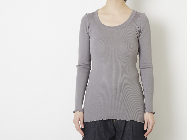 DRESS HERSELF/カットソー シルクリブ ロングスリーブ -シルク100