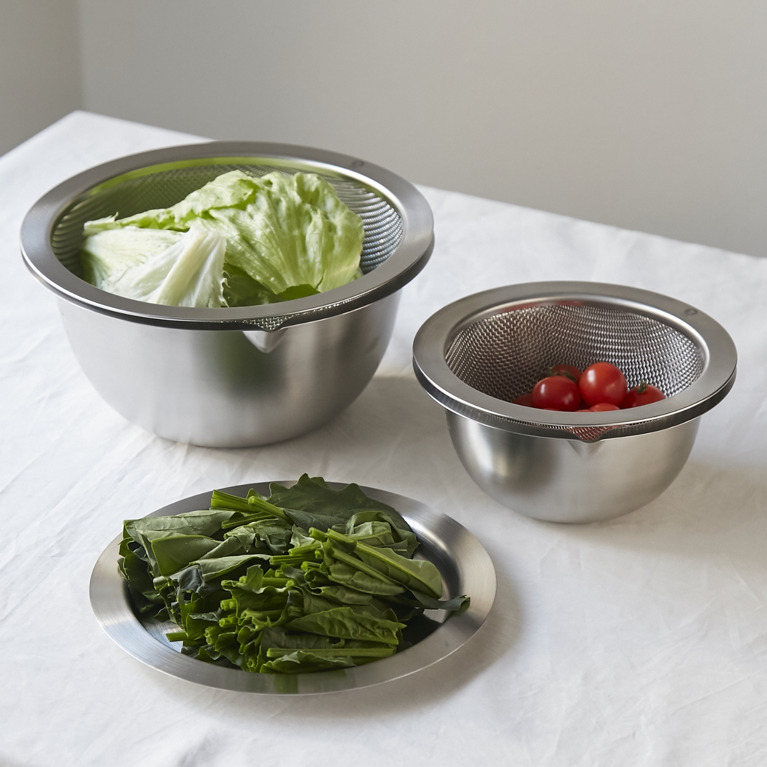 仔犬印/フラットエッジ 深型ボウル 15cm 3点セット -食材が流れ出ない