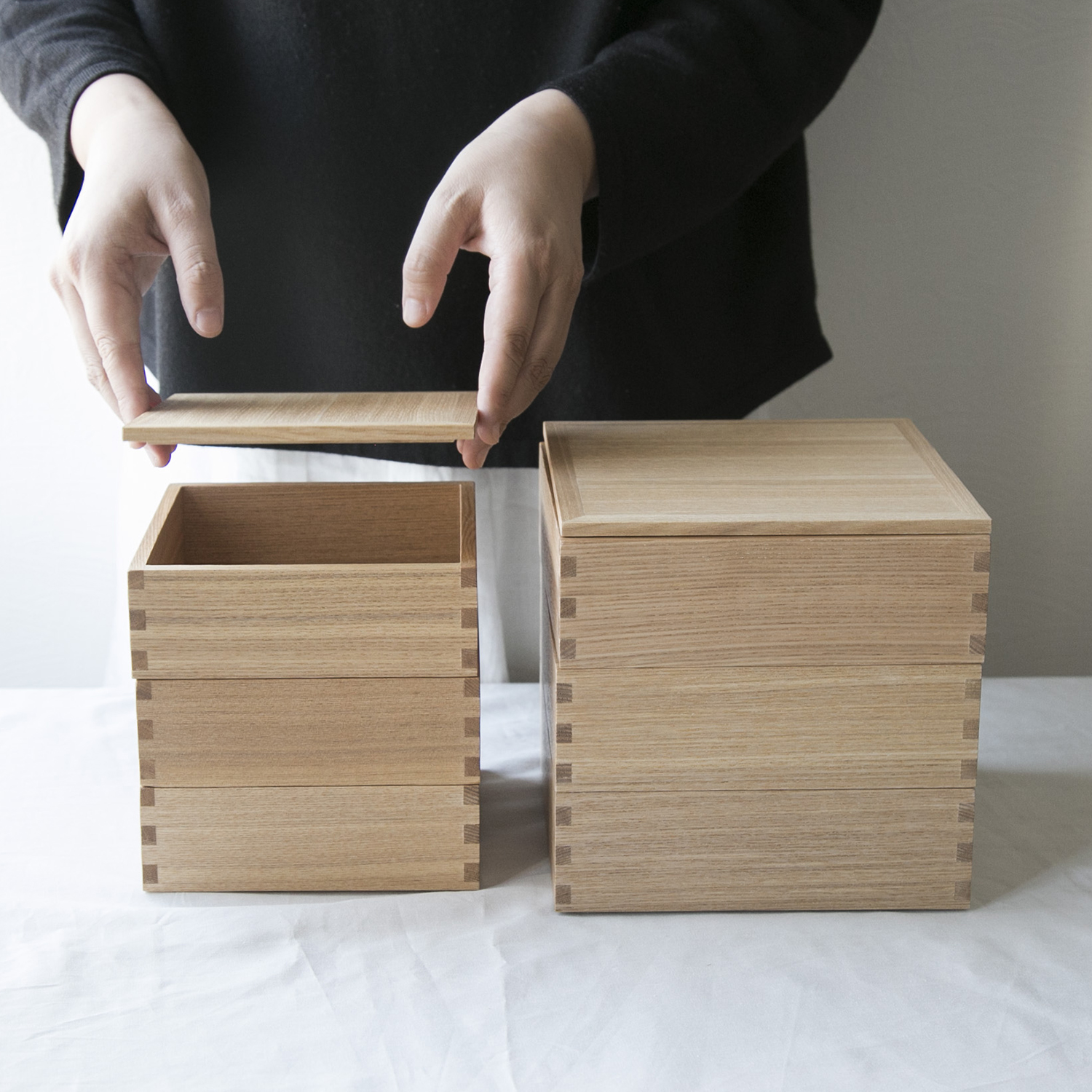 松屋漆器店/ナチュラル 5寸 三段重 -盛り付けしやすく水気が染みにくい