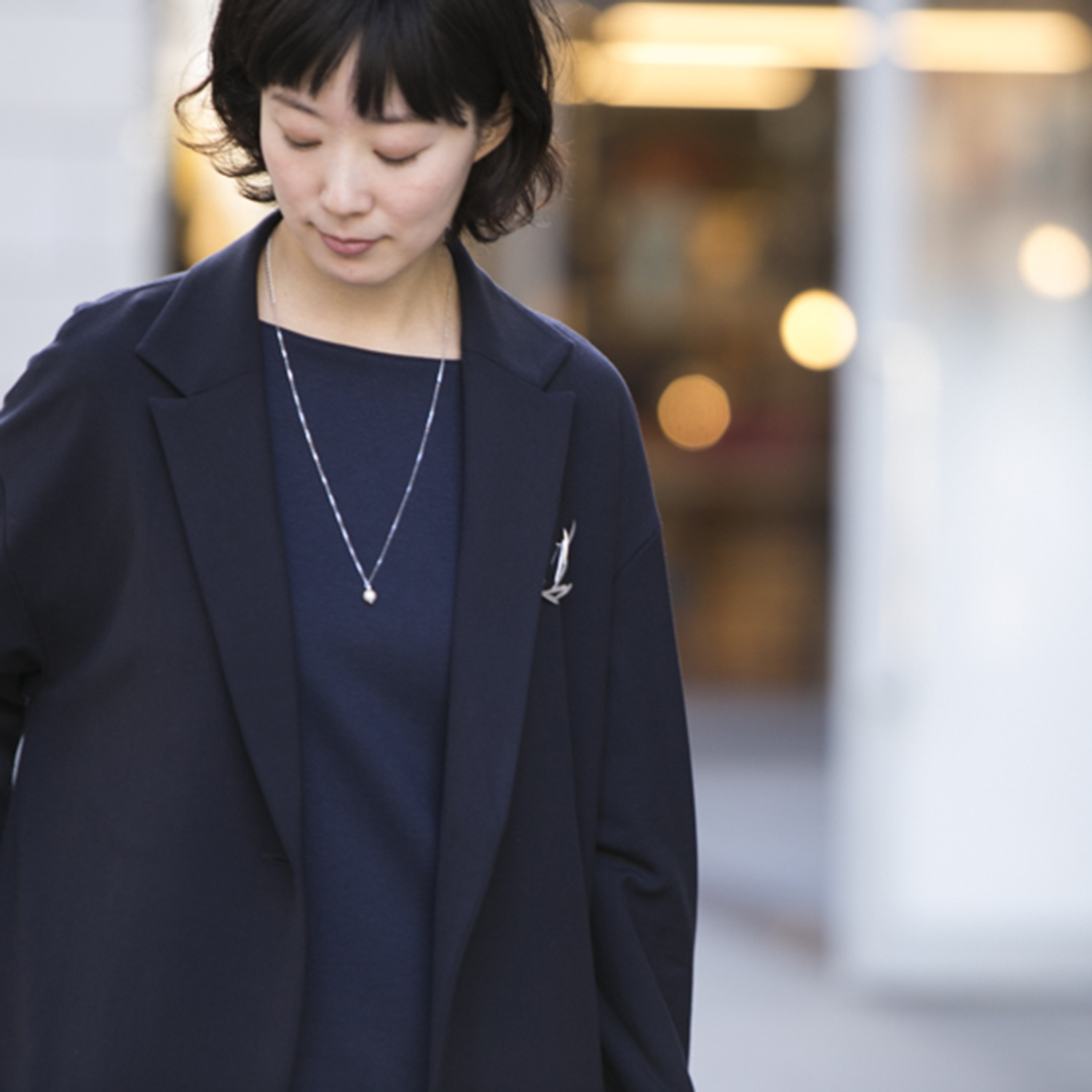 Sea Dew/square bar ロングペンダント -小さなバーがアクセントの一粒