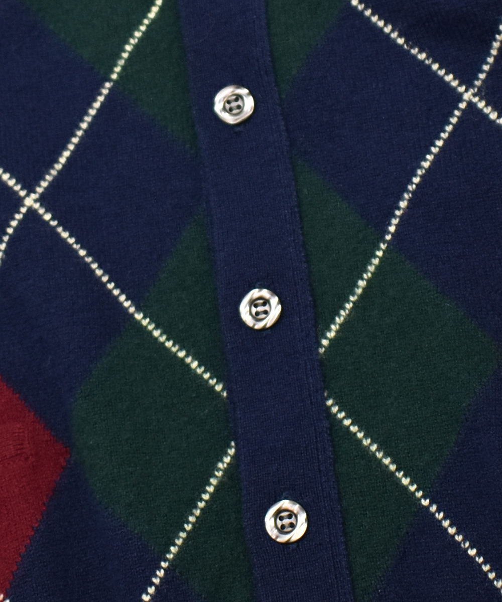 英国製 Alan Paine アランペイン アーガイル ニット カーディガン 42