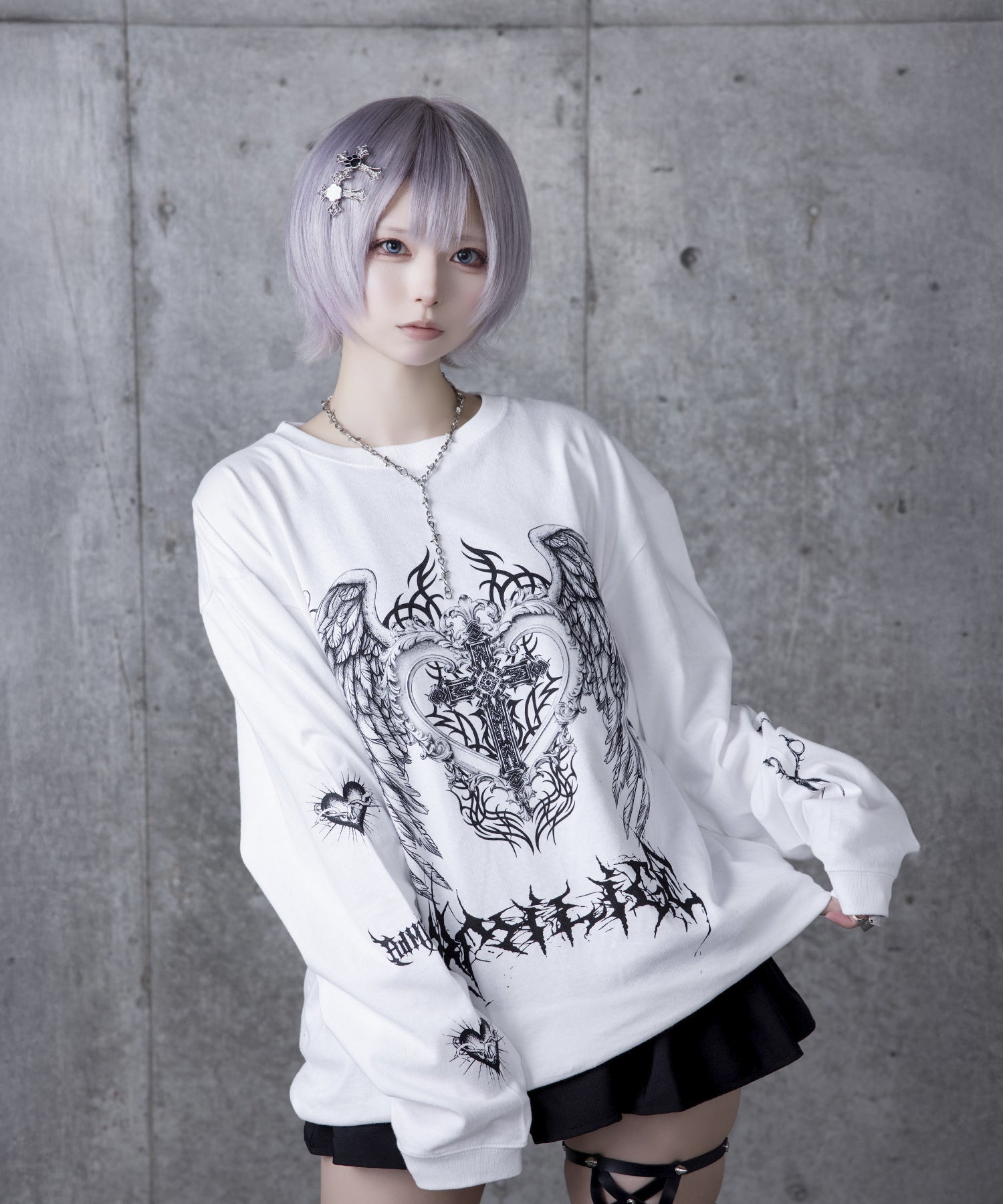 ハートクロス羽プリントロングTシャツ– A AM STUDIO