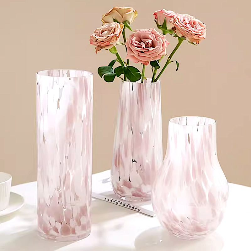 ヴィンテージガラス風ピンクフラワーベース – acacia