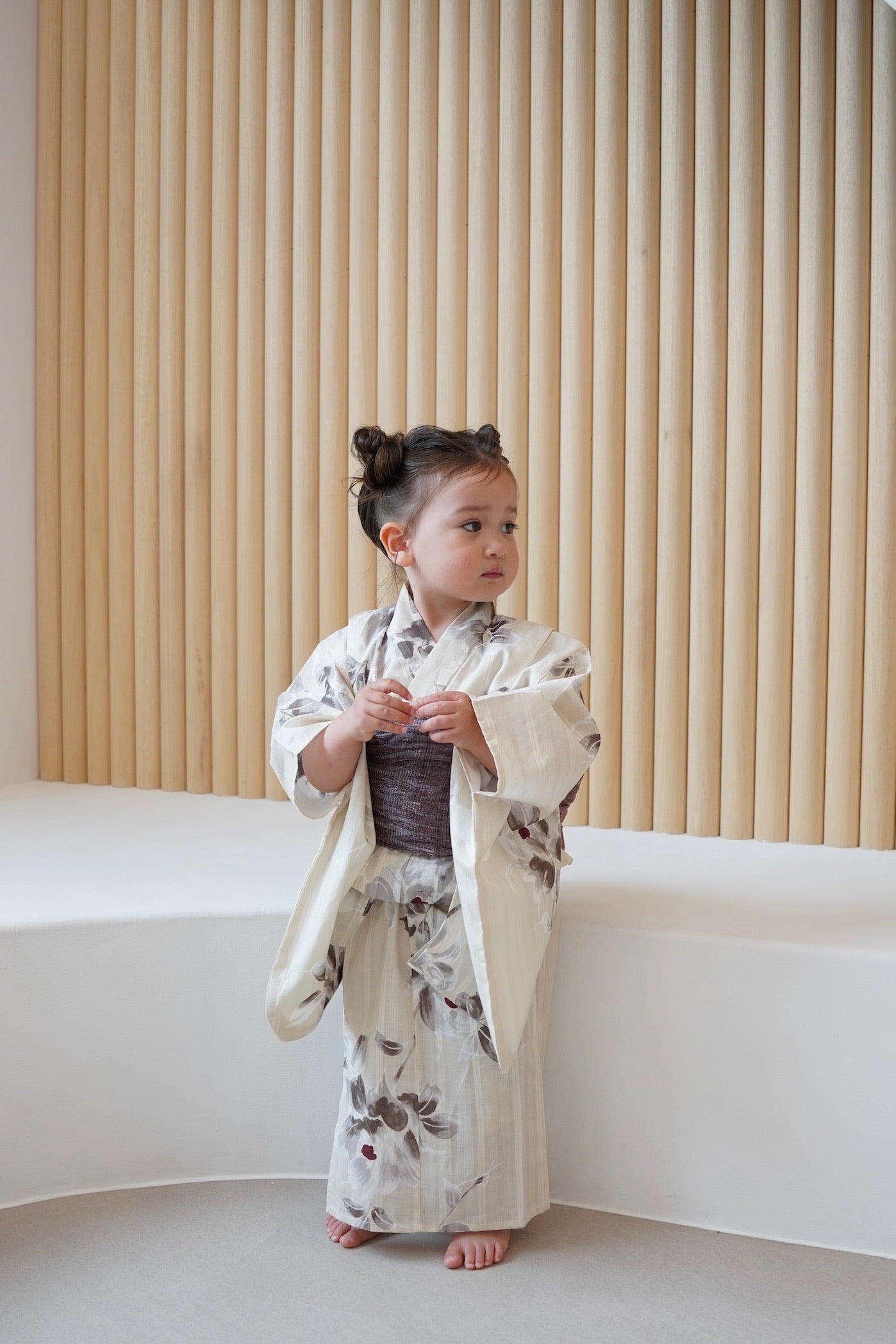 utatane×Acka.］kids 山茶花 beige 浴衣3set – Acka online store