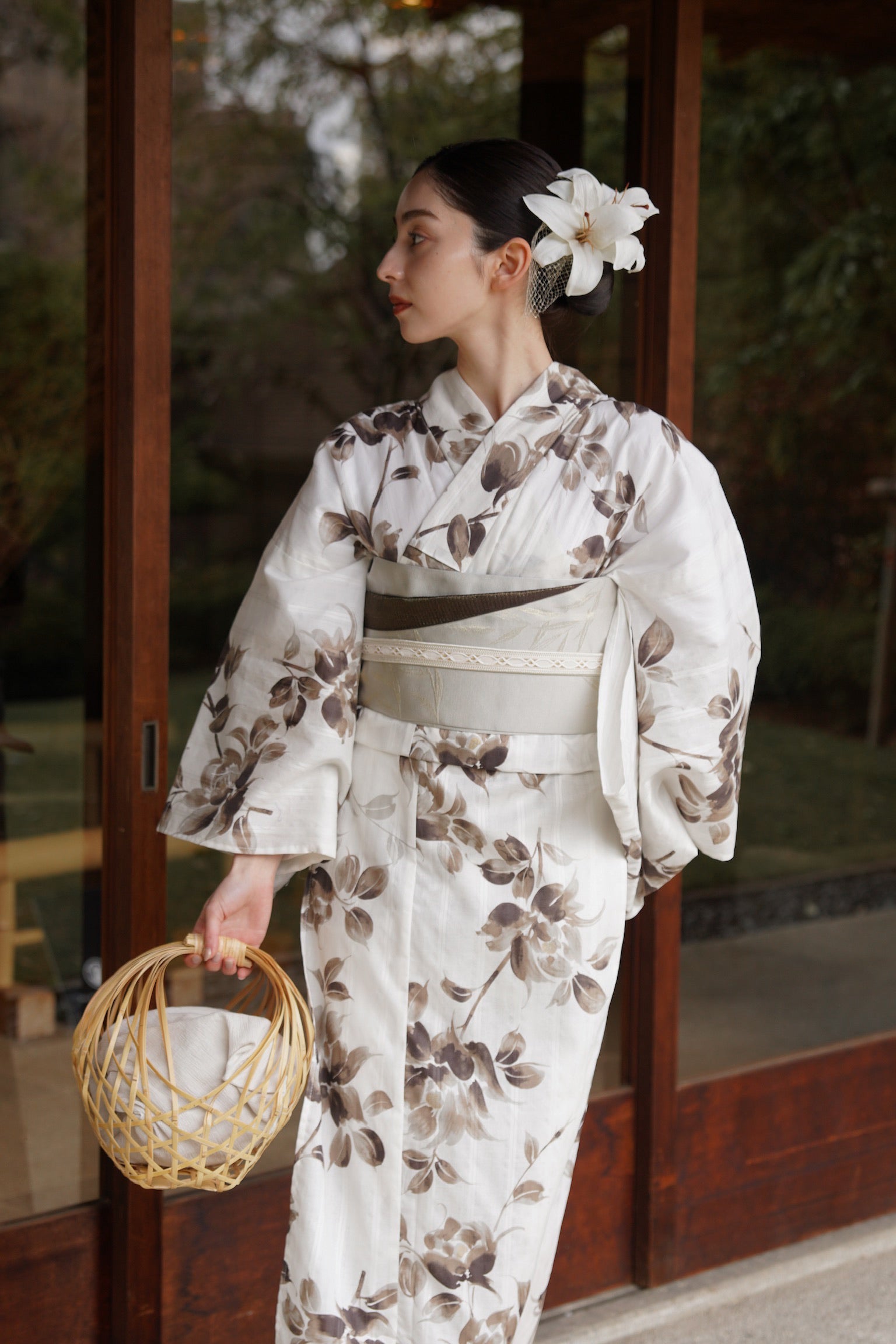 utatane×Acka.］山茶花 white（lame）浴衣3set – Acka online store