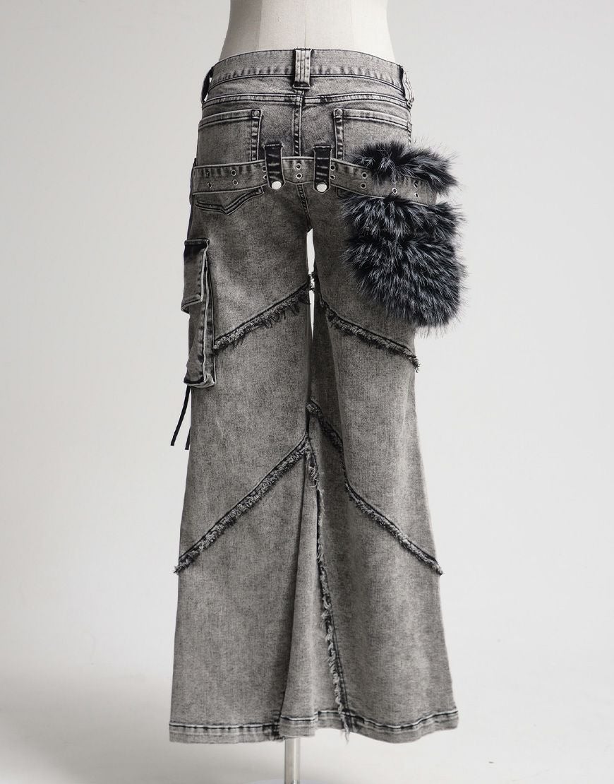 REFLEM【レフレム】ファーポーチベルト付フレアデニム/全2色