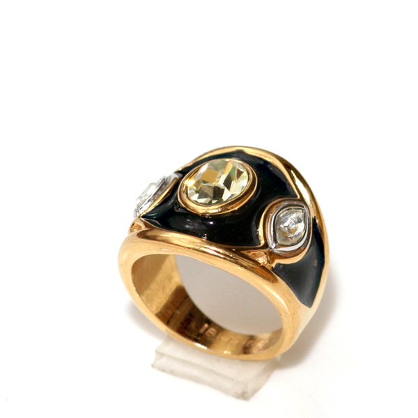 アメリカ ヴィンテージ 刻印18KT HGF ブラックエナメル メンズ指輪 11