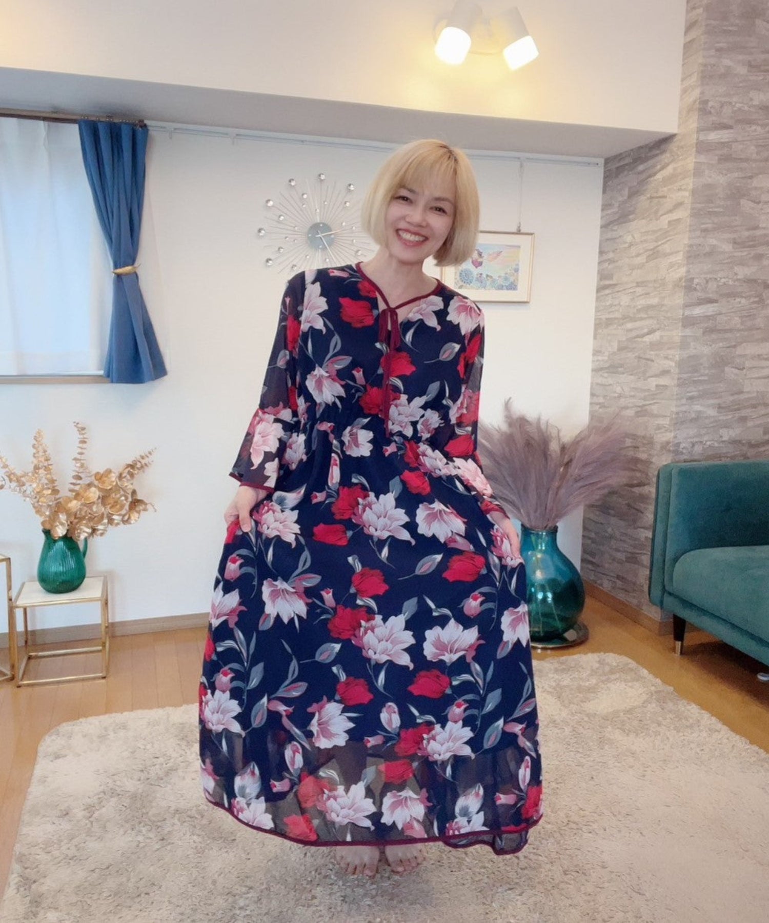 配色パイピング花柄ワンピース – ABITOKYO （ アビトーキョー ） 公式通販