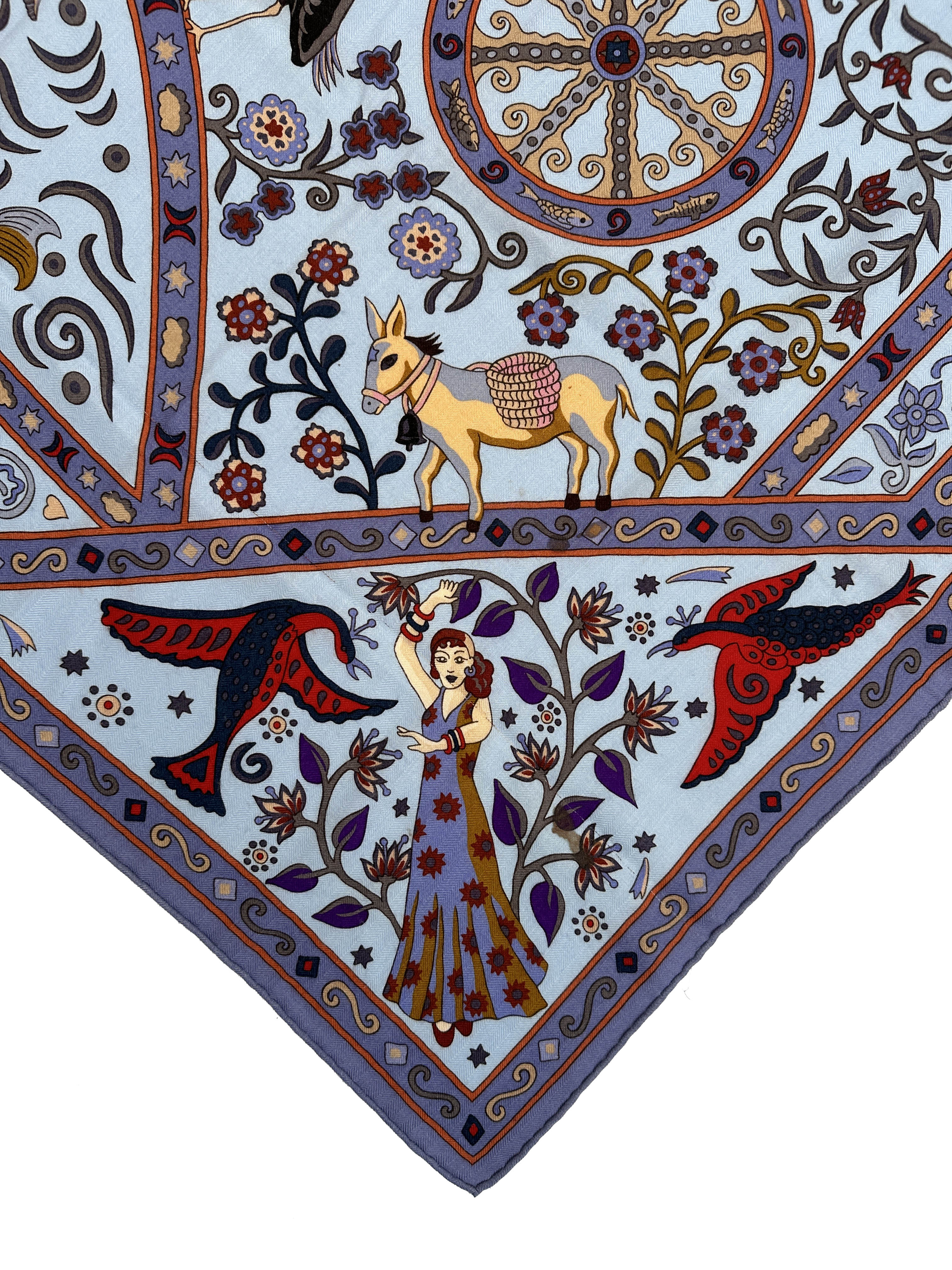 Hermès Peuple Du Vent Cashmere Silk 140