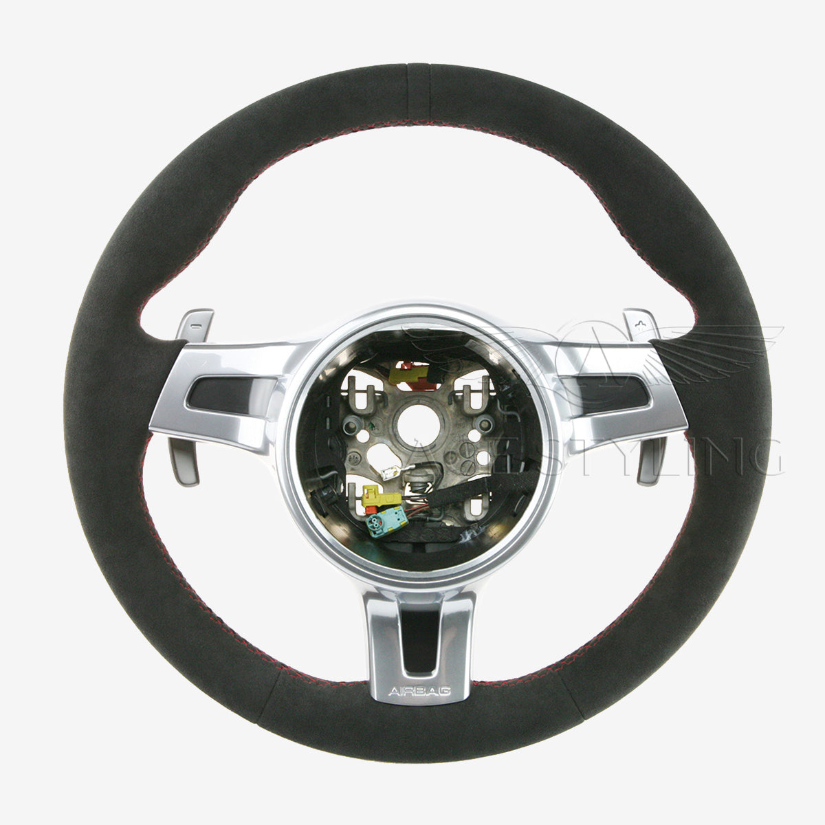 Porsche 911 Alcantara Steering Wheel Red Stitching # 991-347-803