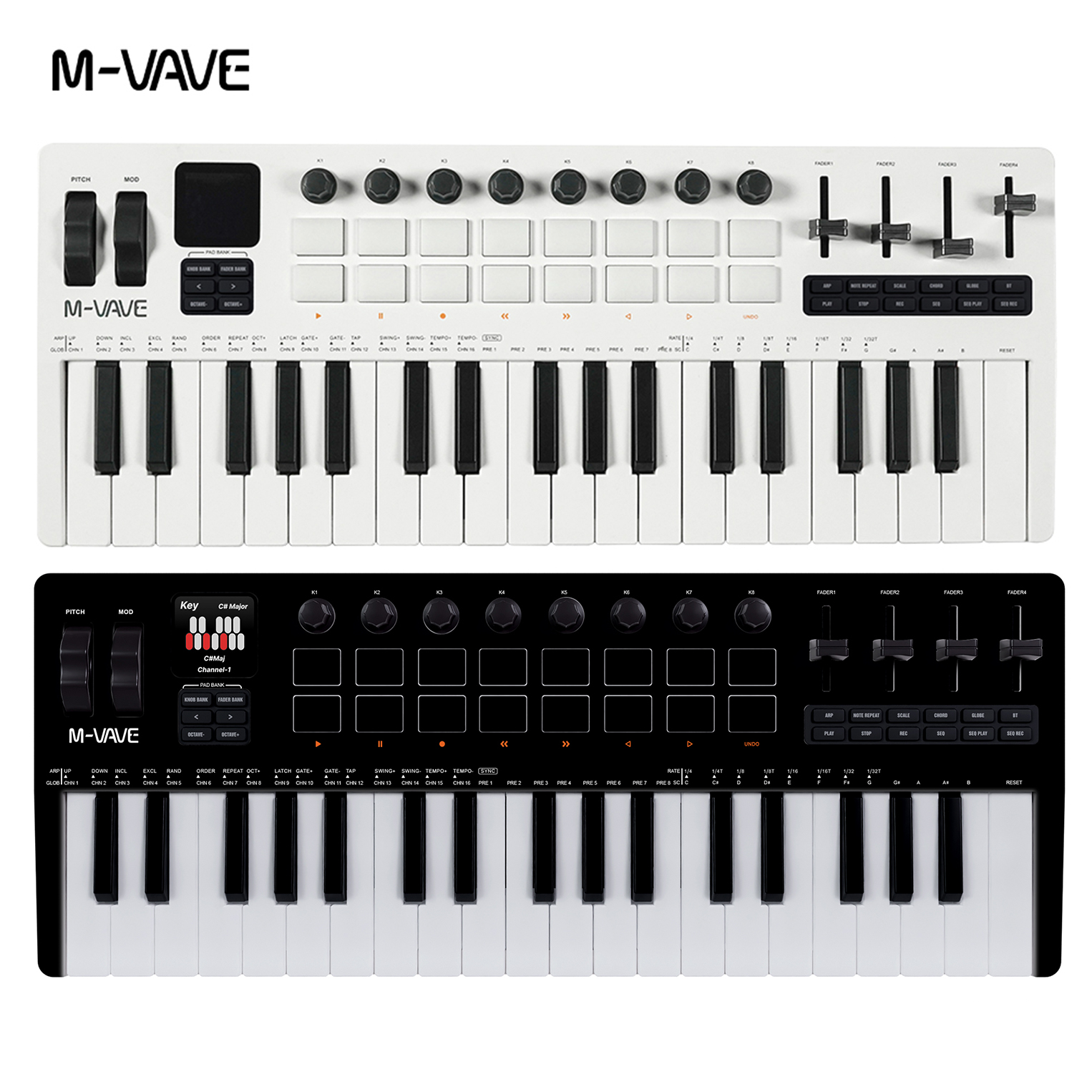 M-VAVE SMK 37 PRO 37 キー RGB MIDI キーボード 16 ドラムパッド音源