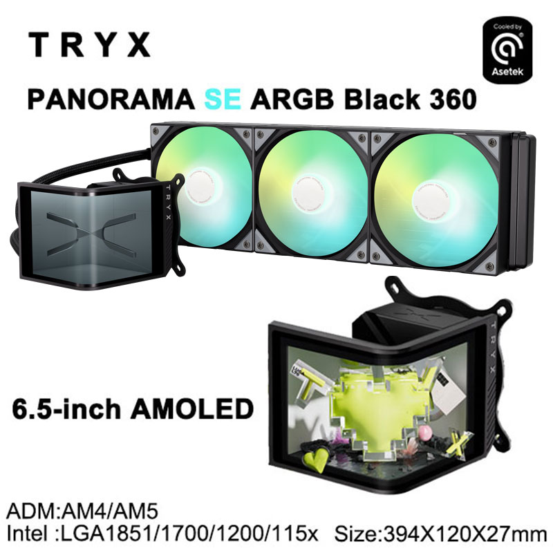TRYX PANORAMA SE 360 ARGB CPU all-in-one water-cooled cooler，6.5