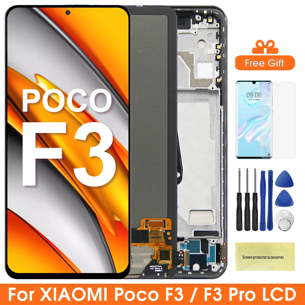 Xiaomi Poco f3用の交換用LCDタッチスクリーンセット,6.67インチ