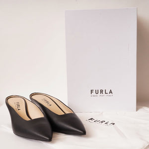 フルラ ブラックレザー ミュールパンプス FURLA CODE BLACK LEATHER