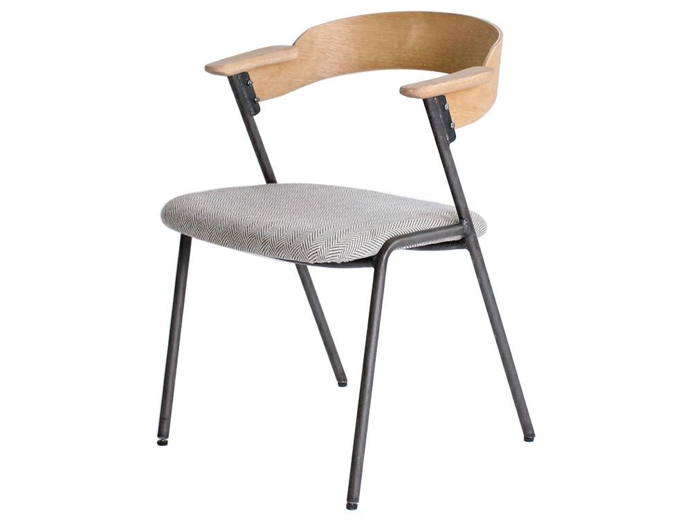 ダニス ショートアームチェア アームナチュラル アイアン ダイニング