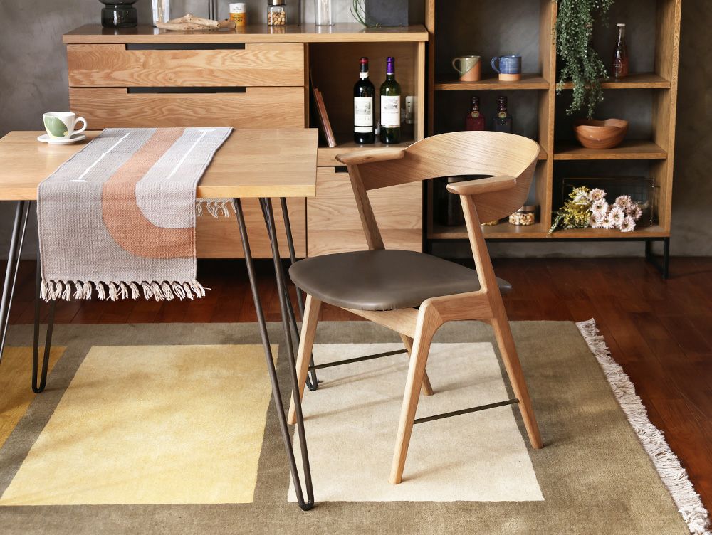 ダニス ショートアームチェア アームナチュラル アイアン ダイニング