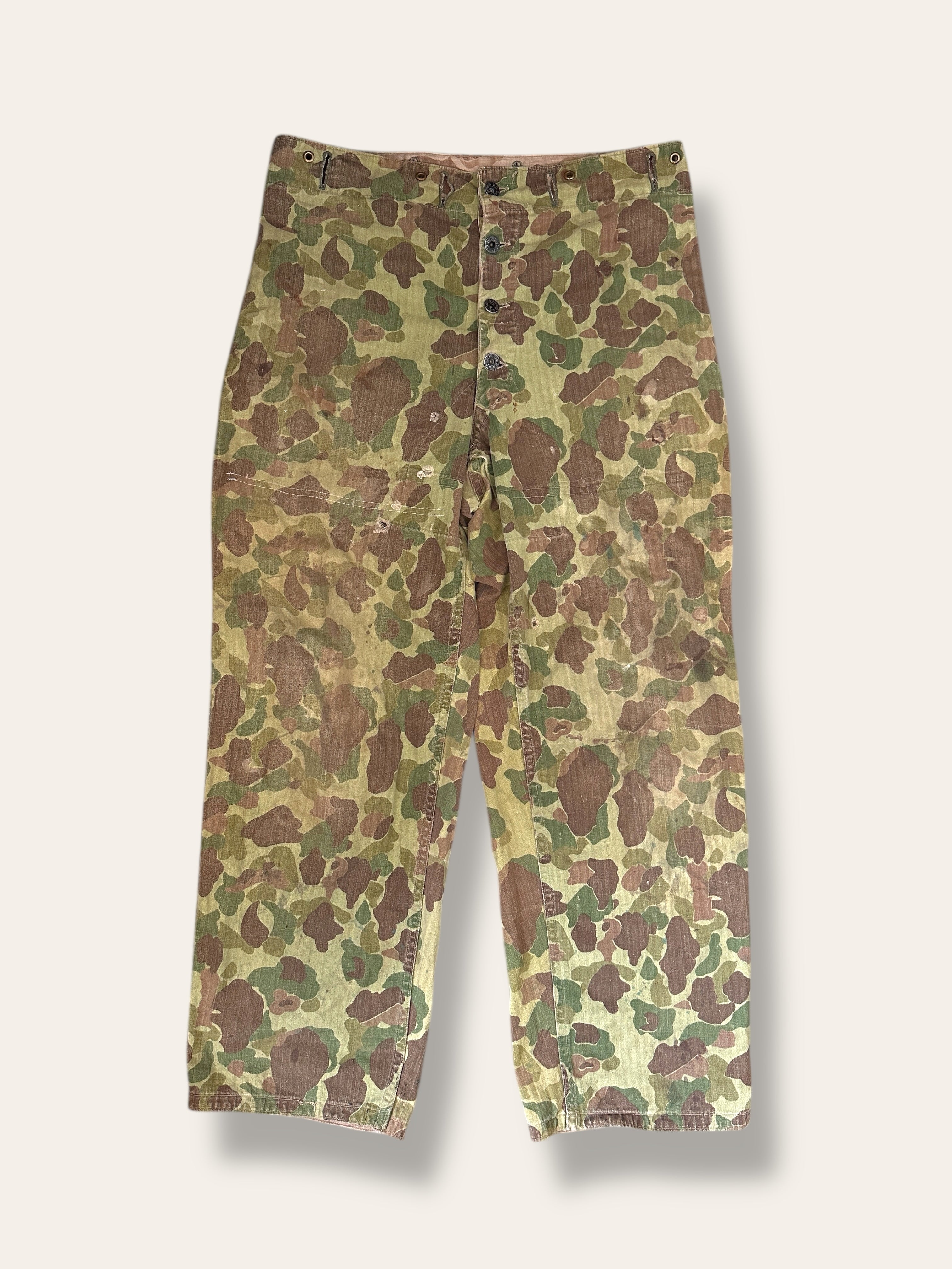 Vintage WWII USMC P44 TROUSERS Frogskin CAMOUFLAGE W:34