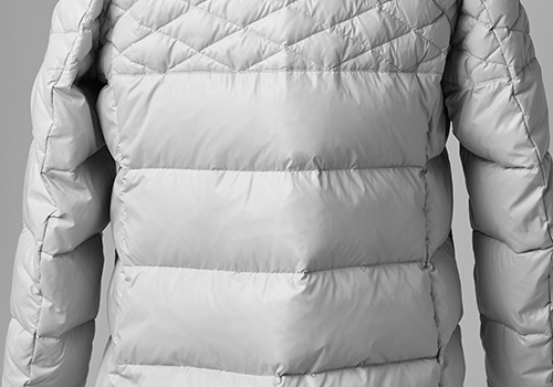 AKM】SHINY NYLON HOODED DIA MIX DOWN -OFF WHITE- | AKM