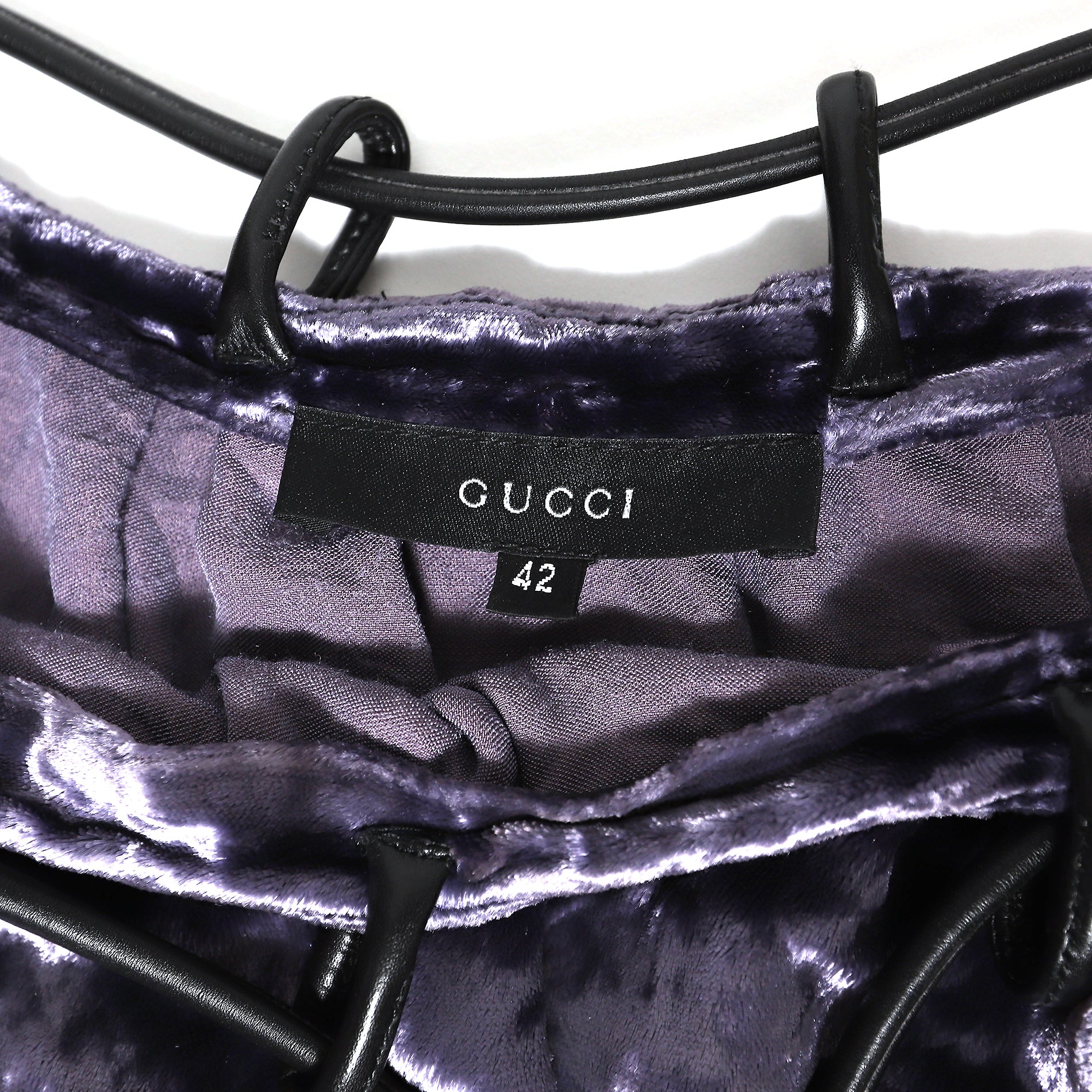 Gucci by Tom Ford AW99 Leather Belted Velvet Skirt - Ākaibu Store