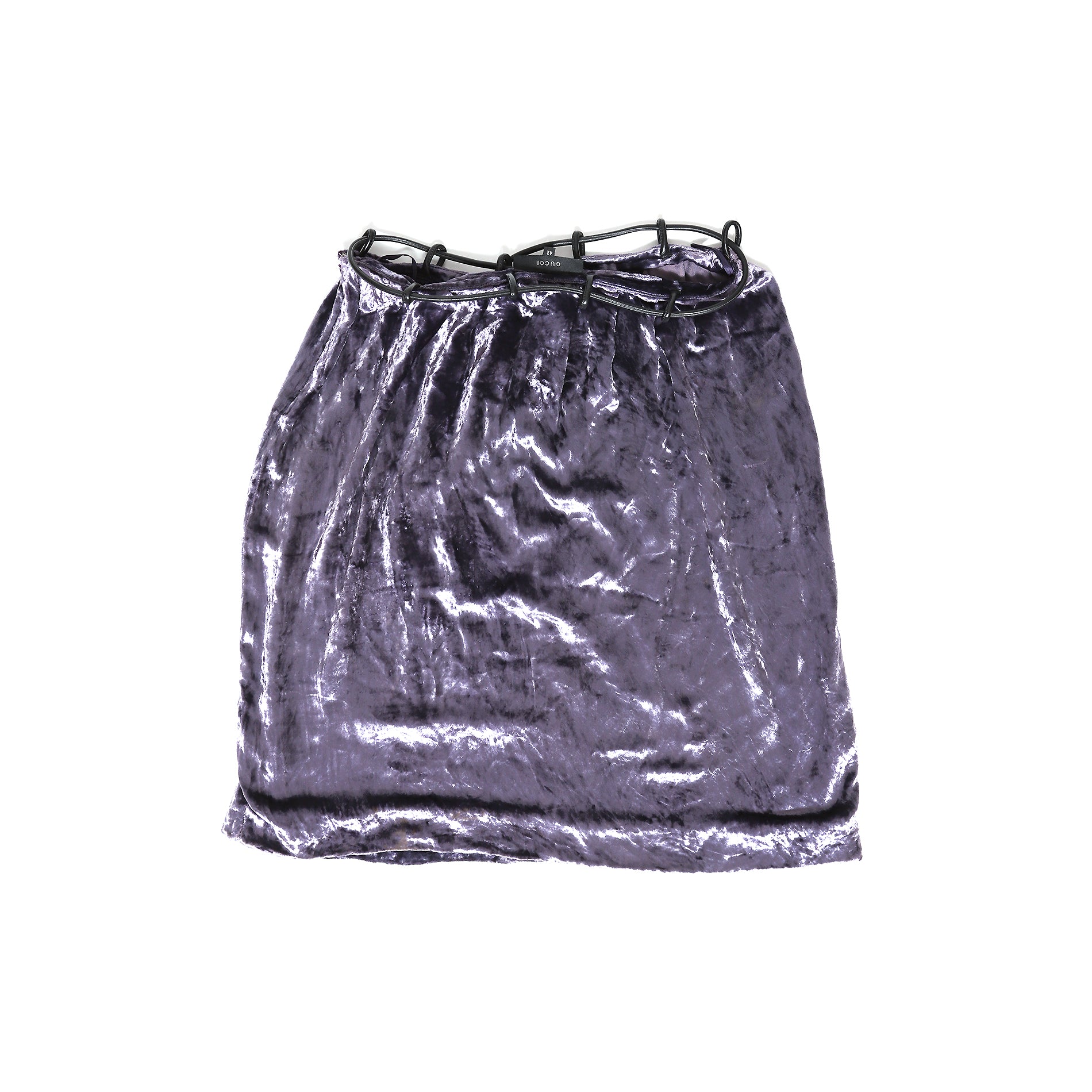 Gucci by Tom Ford AW99 Leather Belted Velvet Skirt - Ākaibu Store