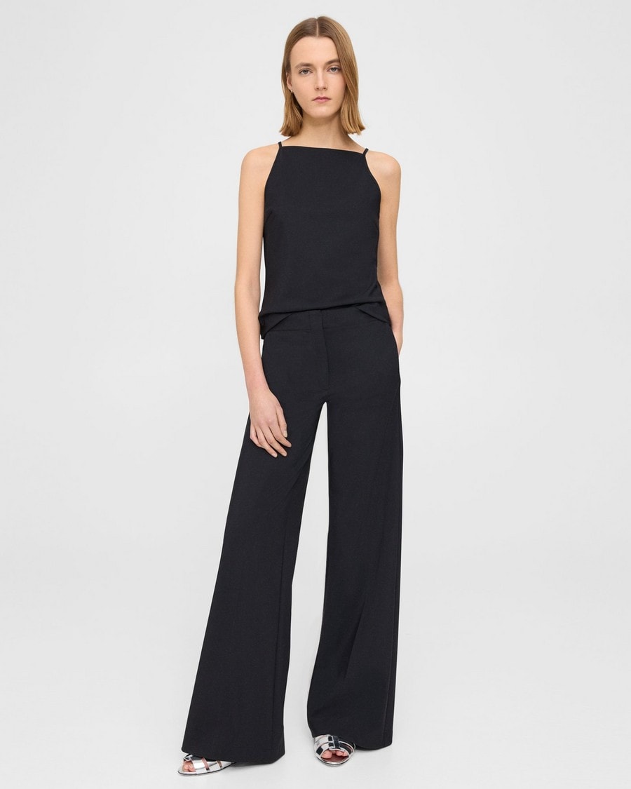 Black Precision Ponte Wide-Leg Pant | Theory