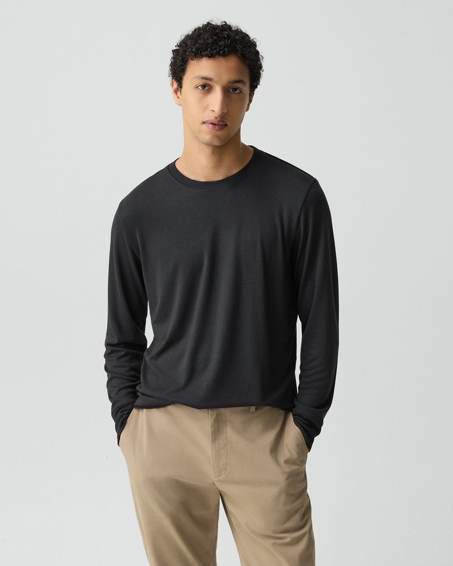 Essential Long-Sleeve Tee in Anemone Modal Jersey in Black | Men's