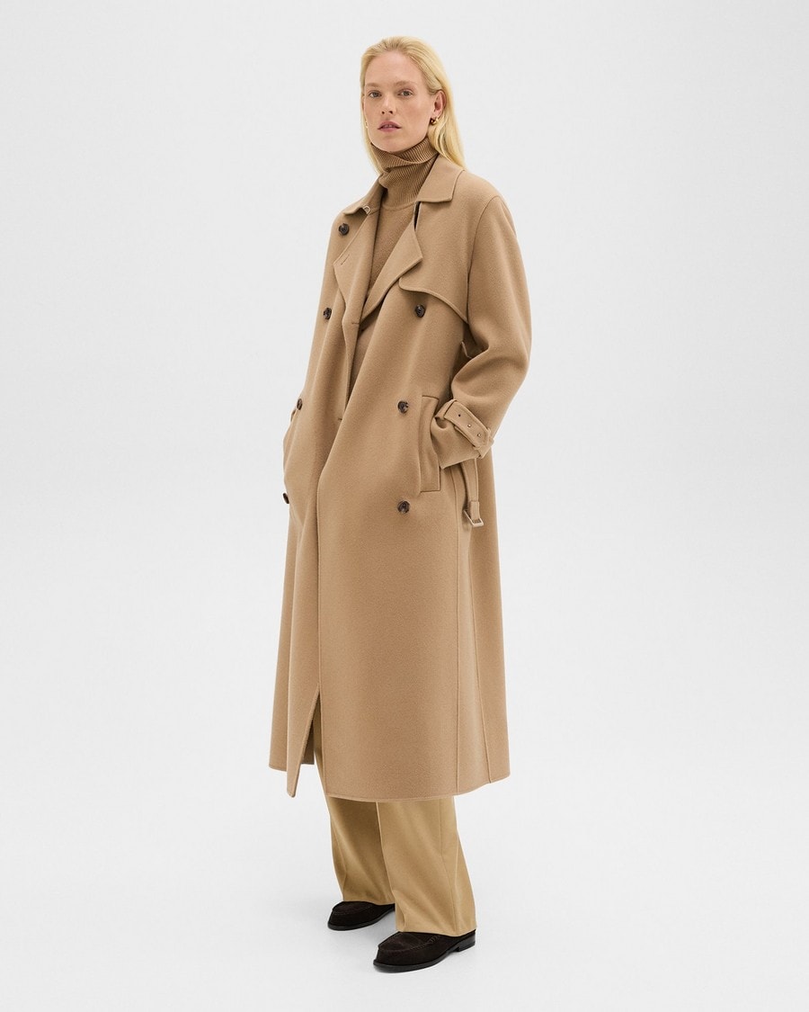 Double-Face Wool-Cashmere Relaxed Trench Coat | Theory