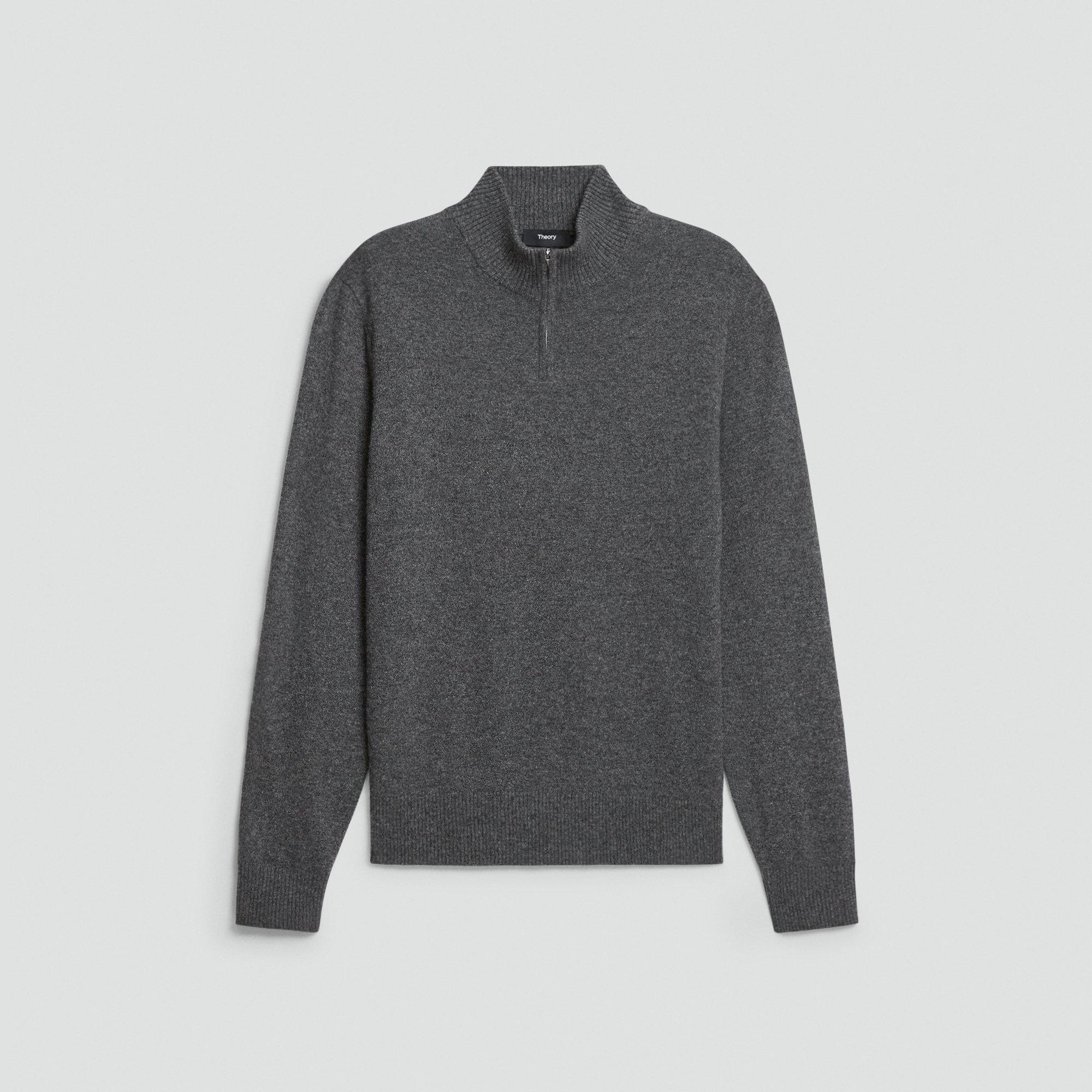 Men's Cashmere Quarter-Zip Sweater in Charcoal Melange | Theory