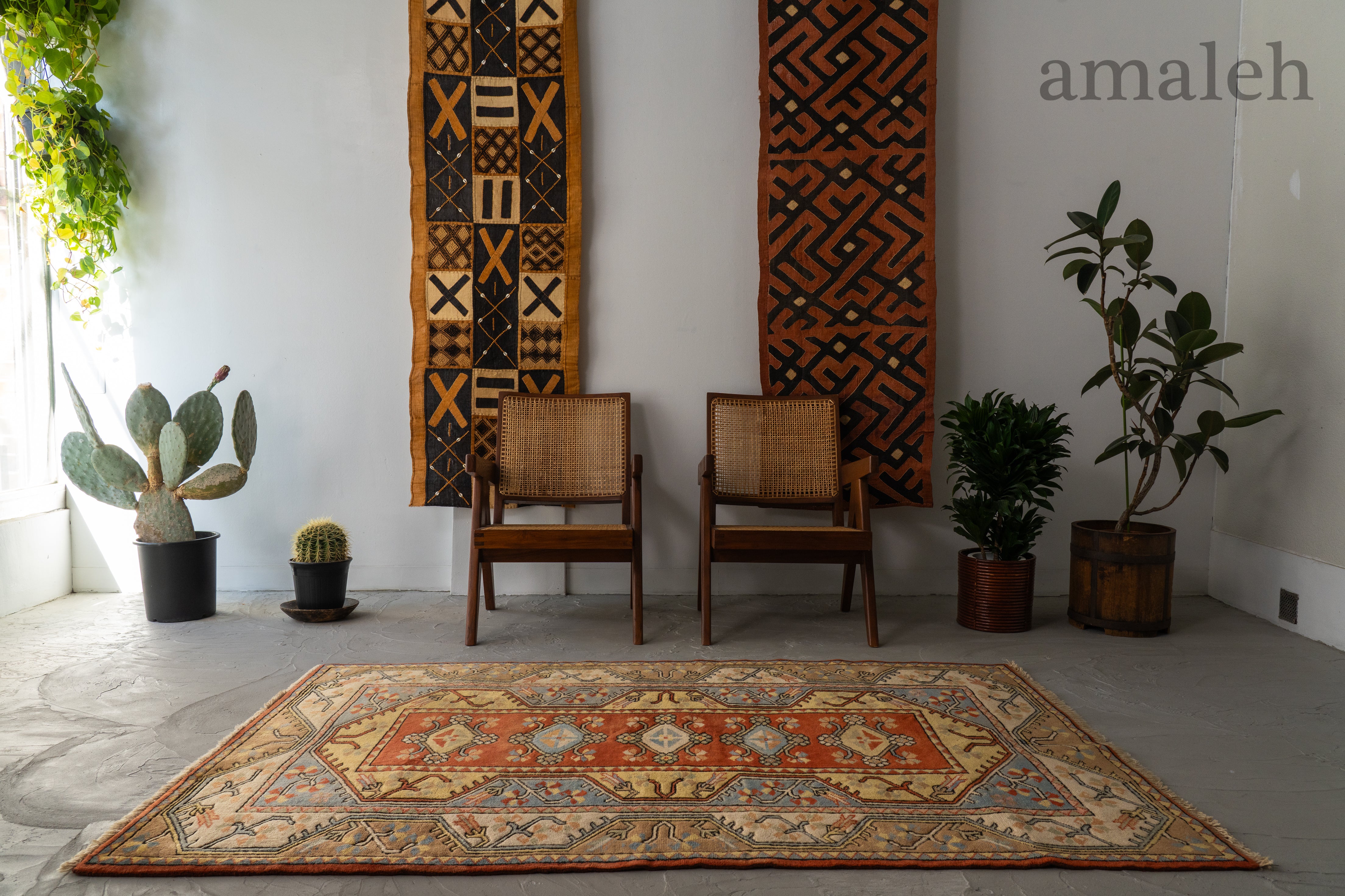 希少 ヴィンテージラグ ラホール産 トライバルラグ（208×127cm）緑