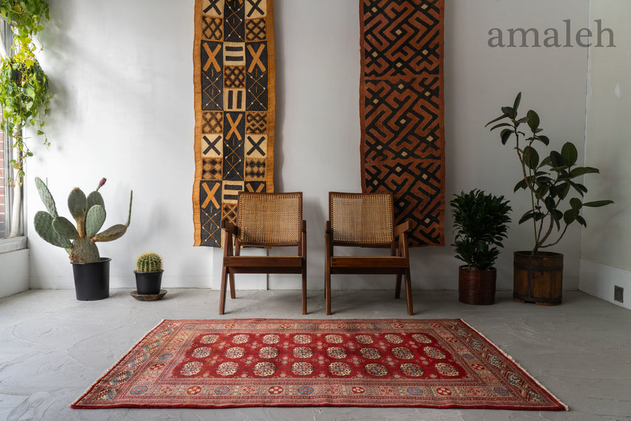 パキスタン産 1980年代 パキスタンラグ】手織り絨毯-アンティークラグ