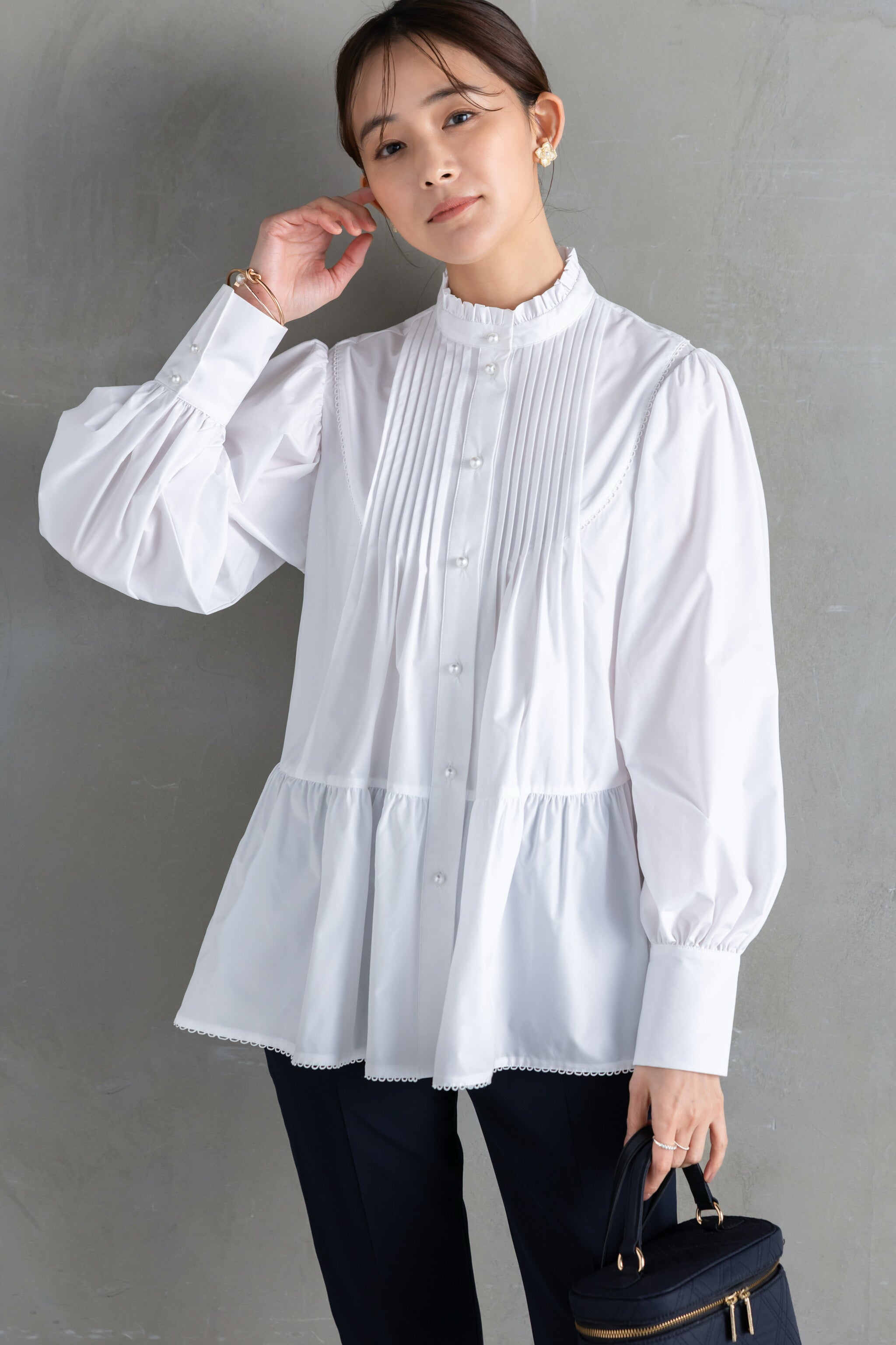 Keep clean】フリルカラーピンタックチュニックブラウス – Ame no chi Hare