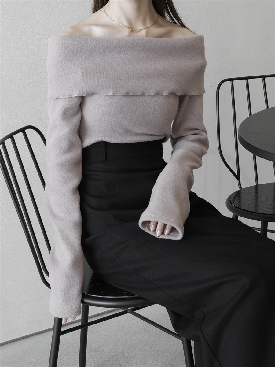 NEW】souffle feel off shoulder tops / beige amel
