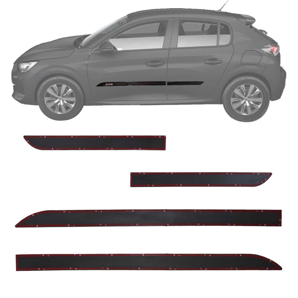 Friso Lateral Peugeot 208 2020 A 2023 Preto Perola Com Nome em