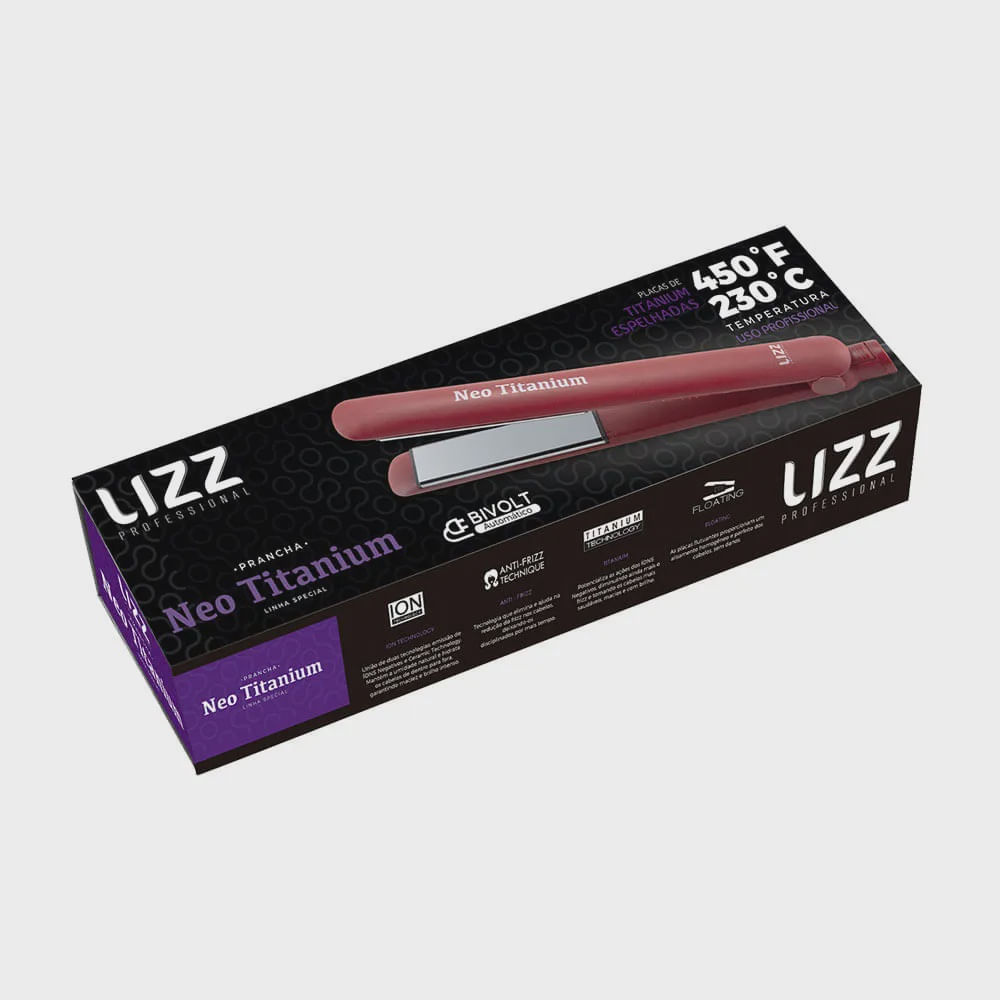 Lizz Professional Neo Titanium Vermelha - Prancha Alisadora Bivolt
