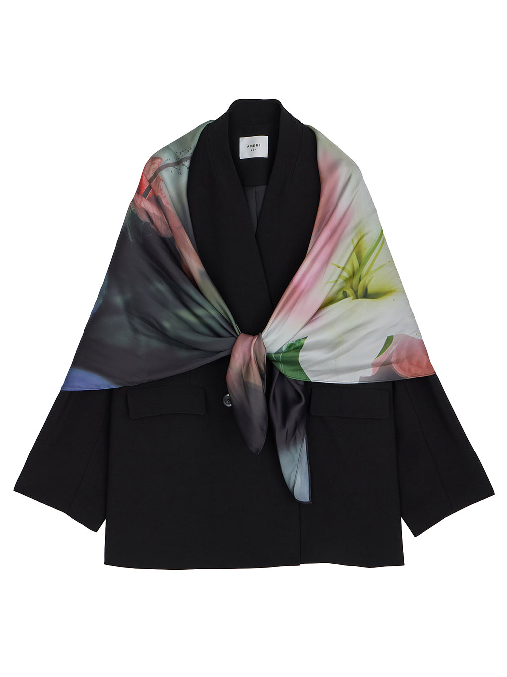 SMOKE FLOWER SCARF JACKET(Ameri Vintage)