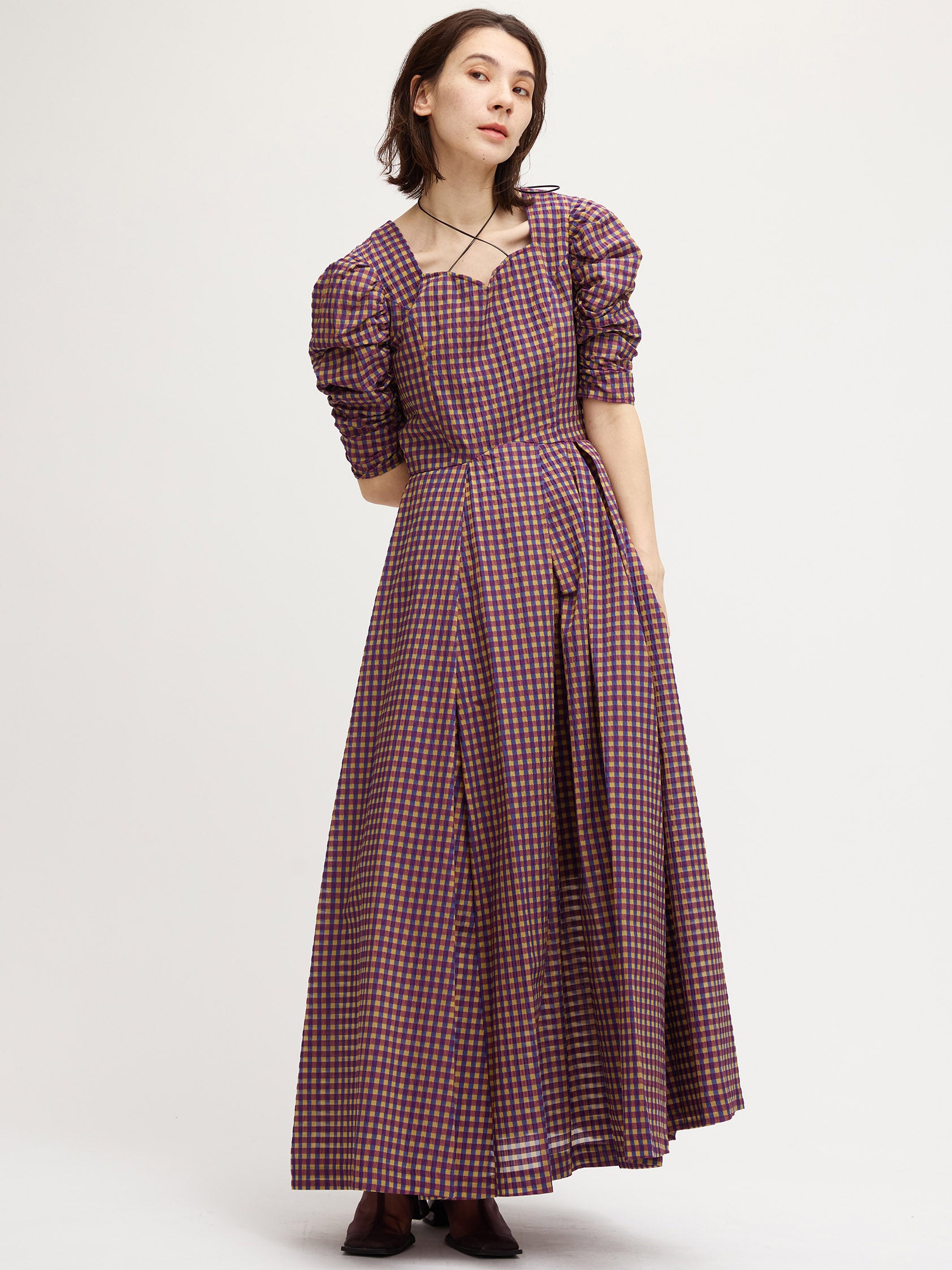 SEERSUCKER VOLUME HEM DRESS