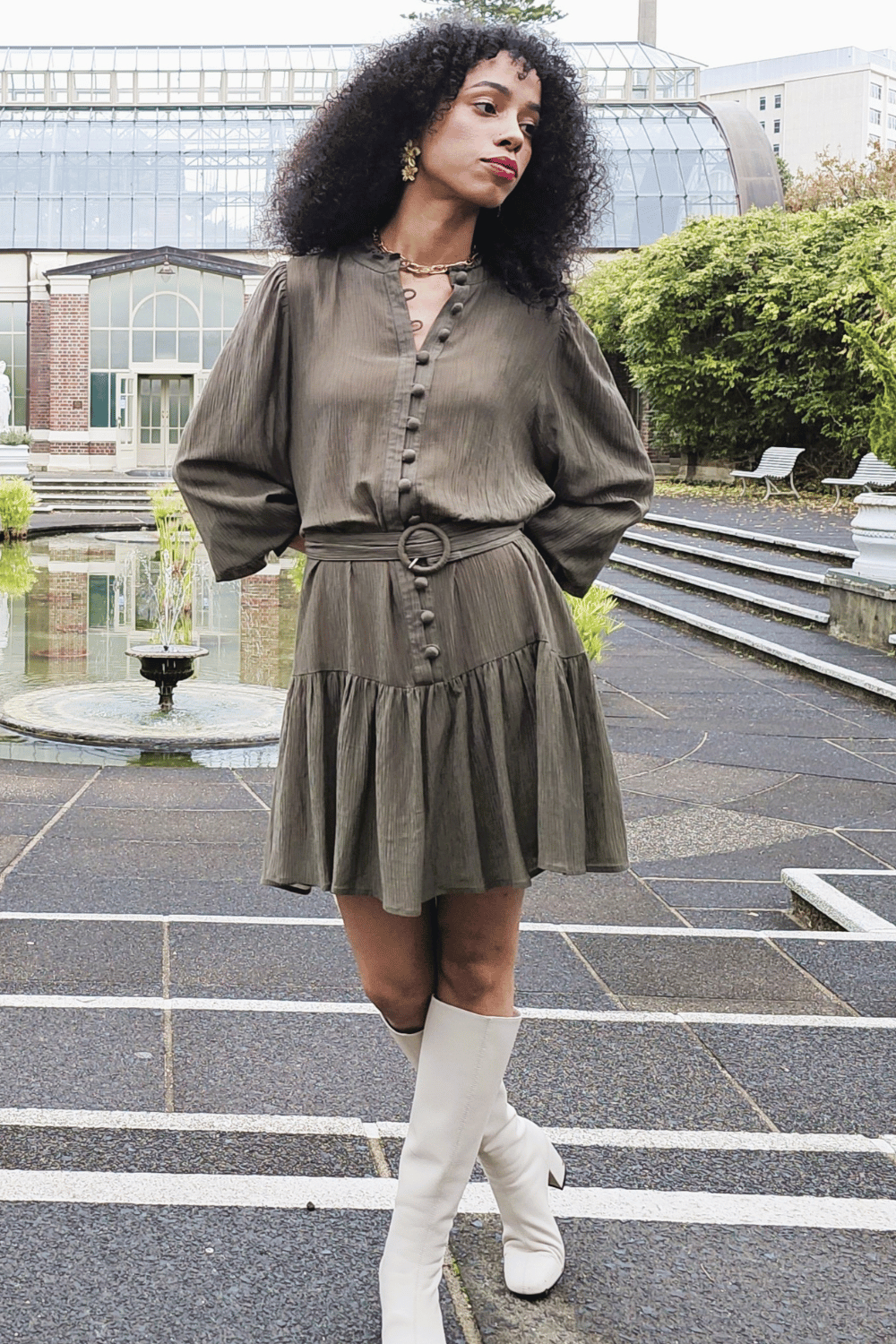 Milly Mini Dress in Sage Green | Alma Gray