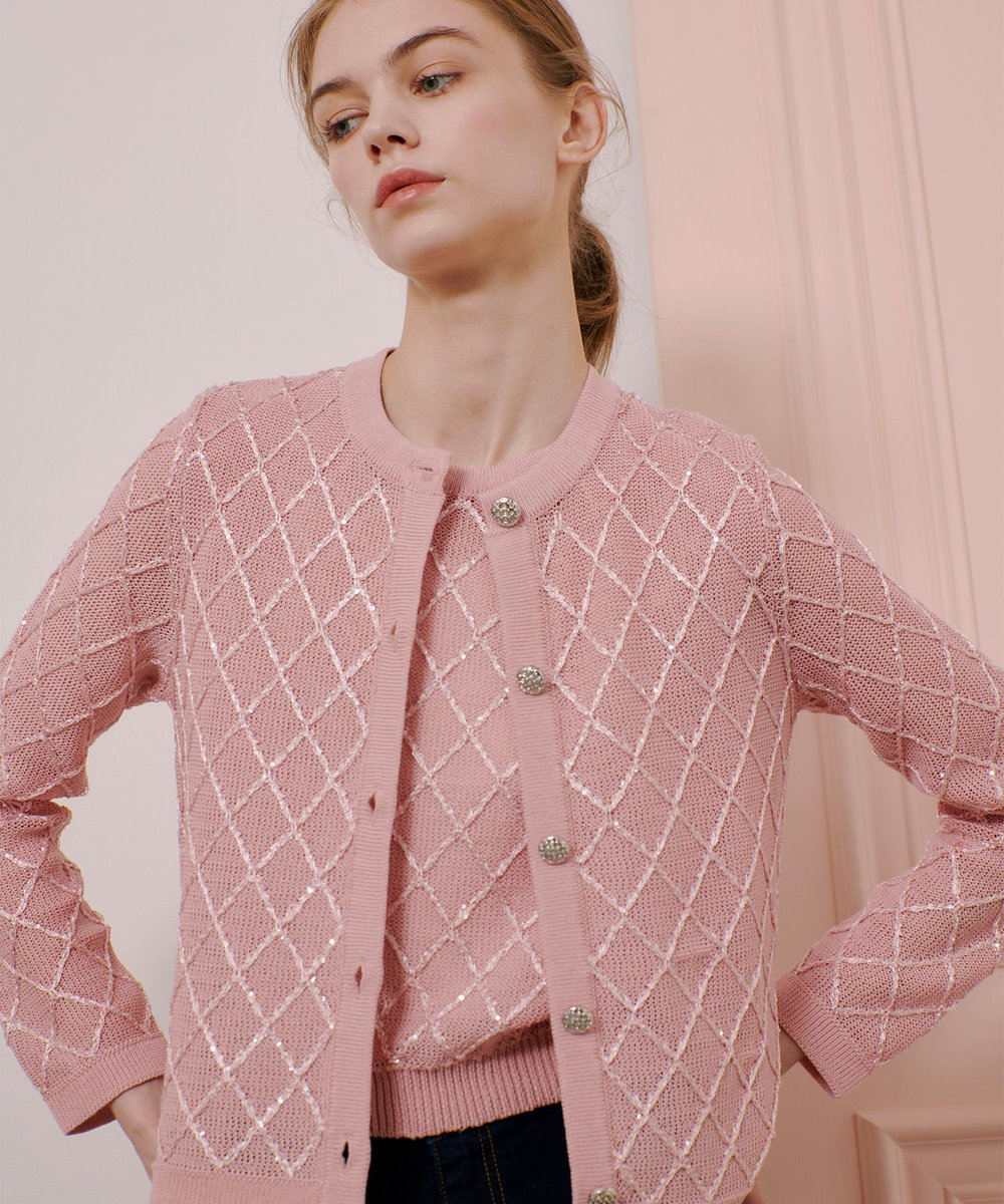 LOULOU WILLOUGHBY】シークインエンブロイダリーカーディガン