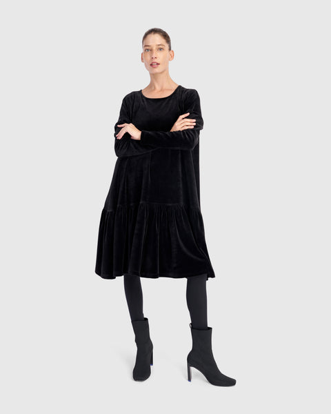 Everyday Velvet Babydoll Dress, Black – Alembika U.S.